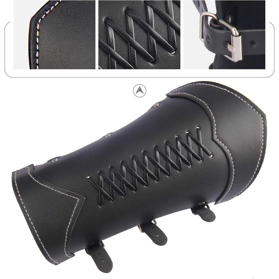 Leather Gauntlet Wristband Wrist Armor Leather Bracers Medieval Vambrace Archery Bracers Viking Guards for Men Women 2PCS