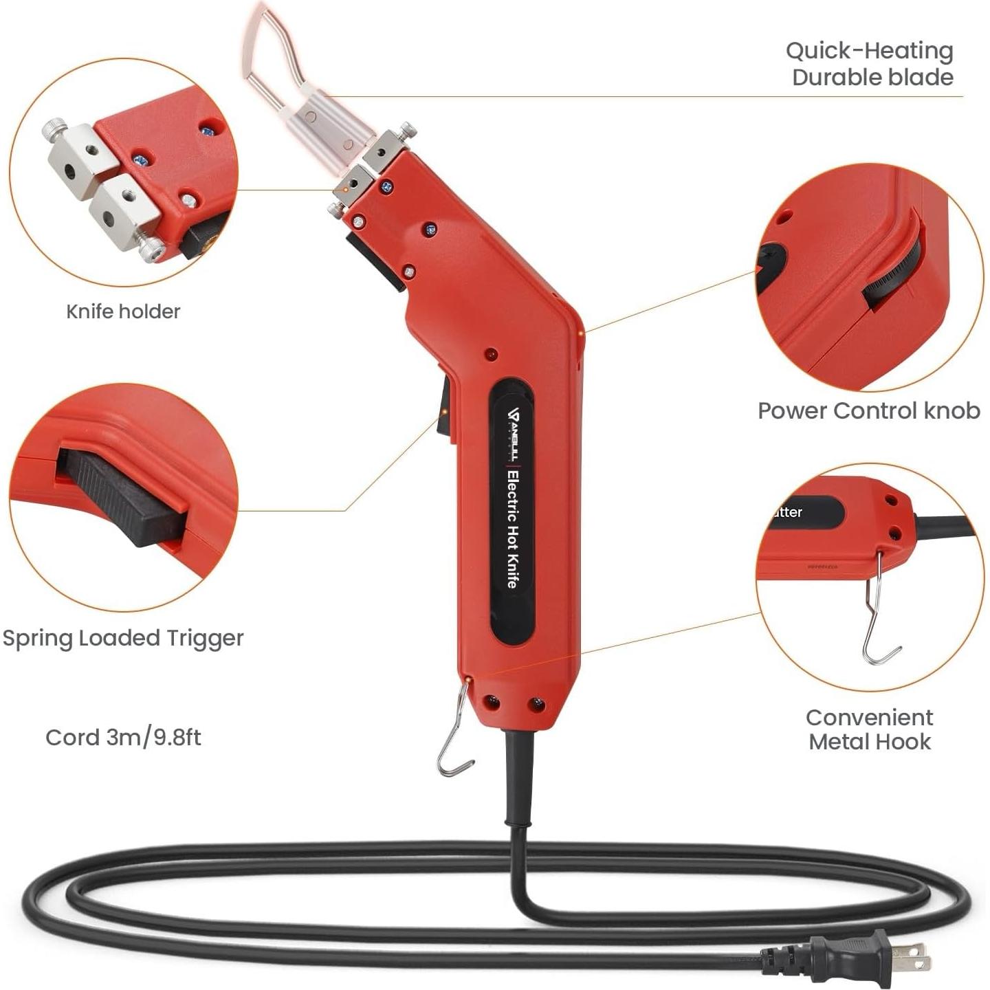 Cortador de Tela Eléctrico Anbull 100W con Cuchilla Caliente
