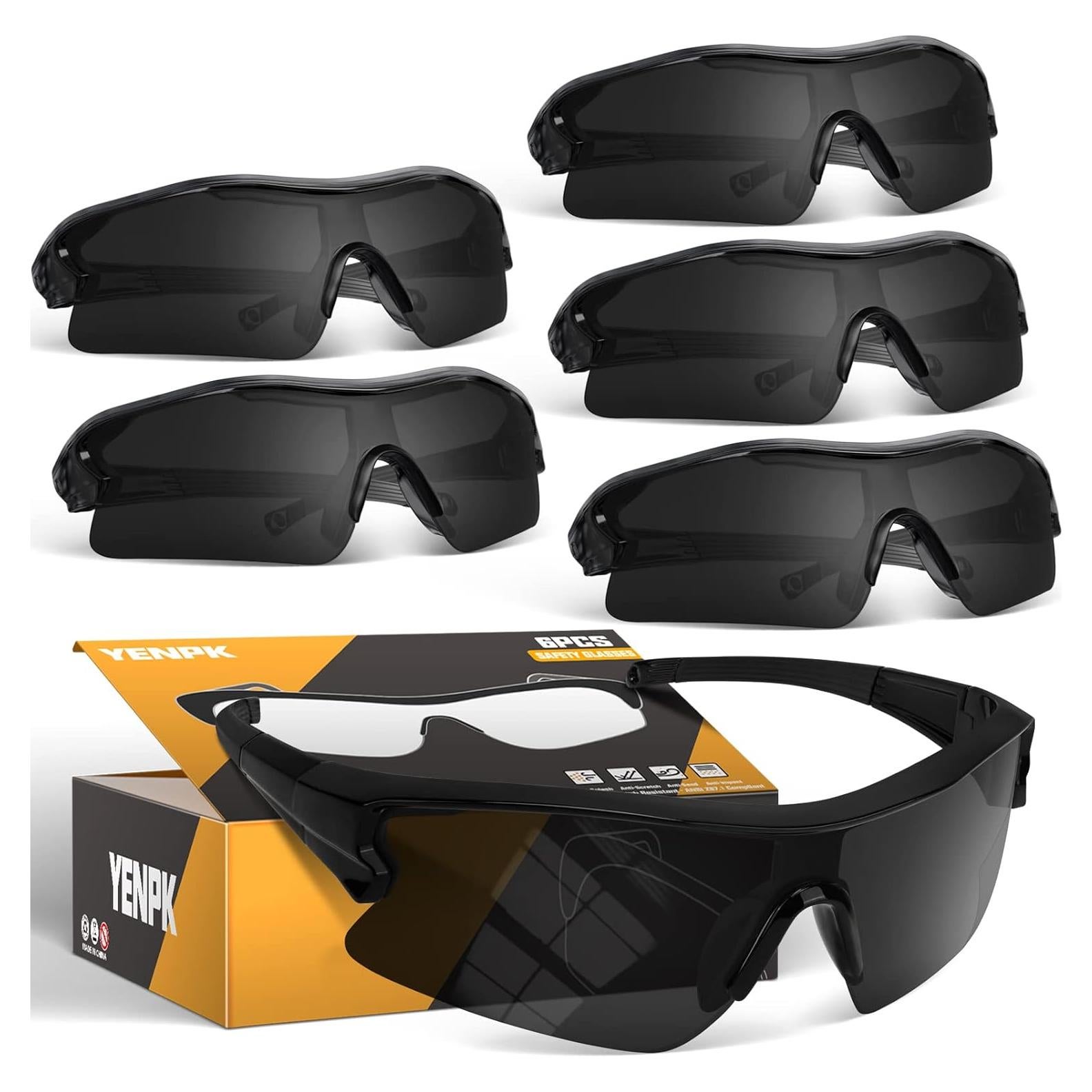 Gafas de Seguridad YENPK 6 Piezas Antirayaduras UV