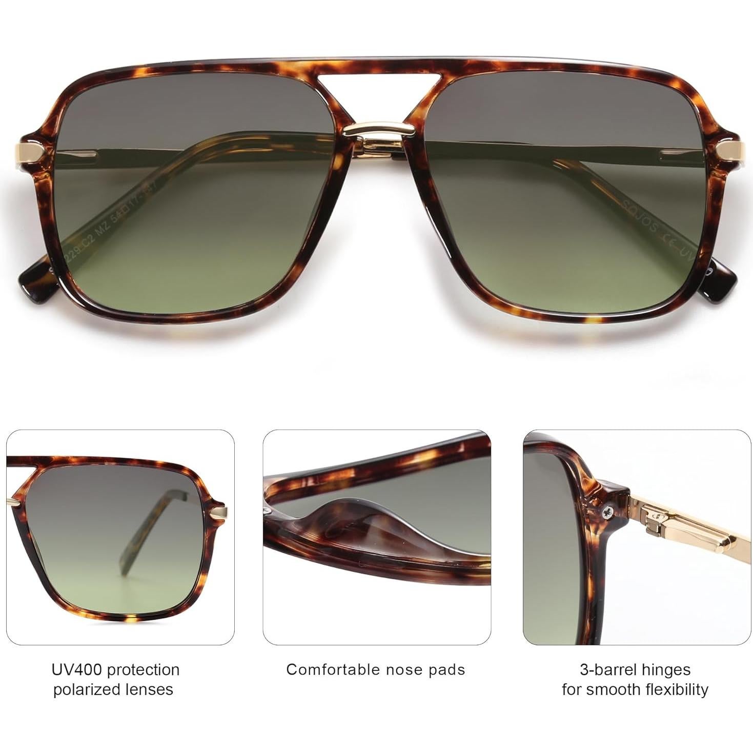 Gafas de sol SOJOS retro cuadradas polarizadas UV400