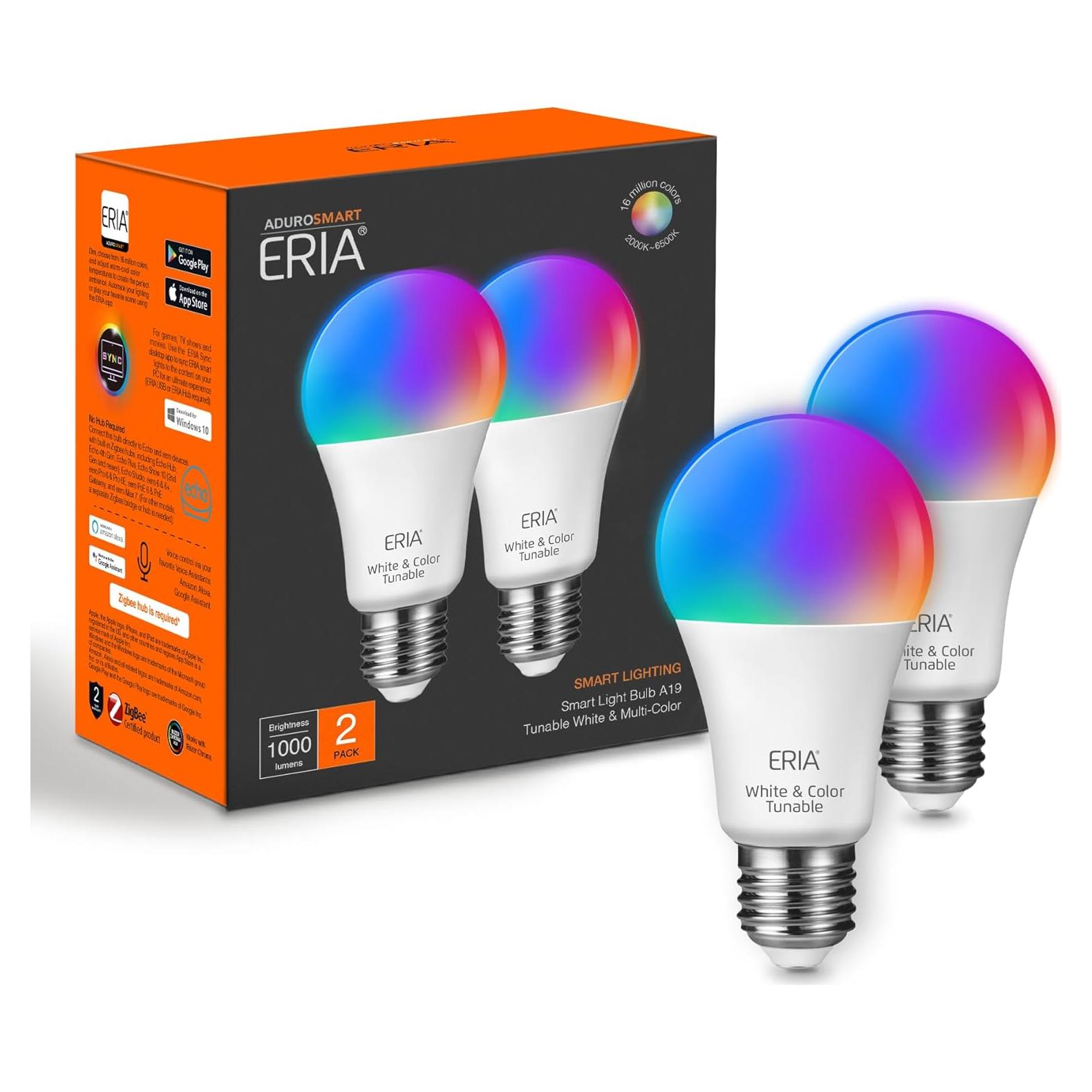 Bombilla Inteligente Dimmable ERIA A19 1000 Lúmenes 2-Pack