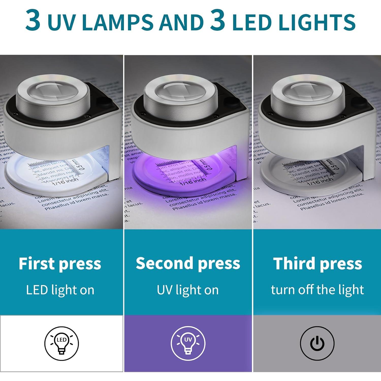 Lupa de Joyero JARLINK 30X 60X con Luz LED y UV - 2 Pack