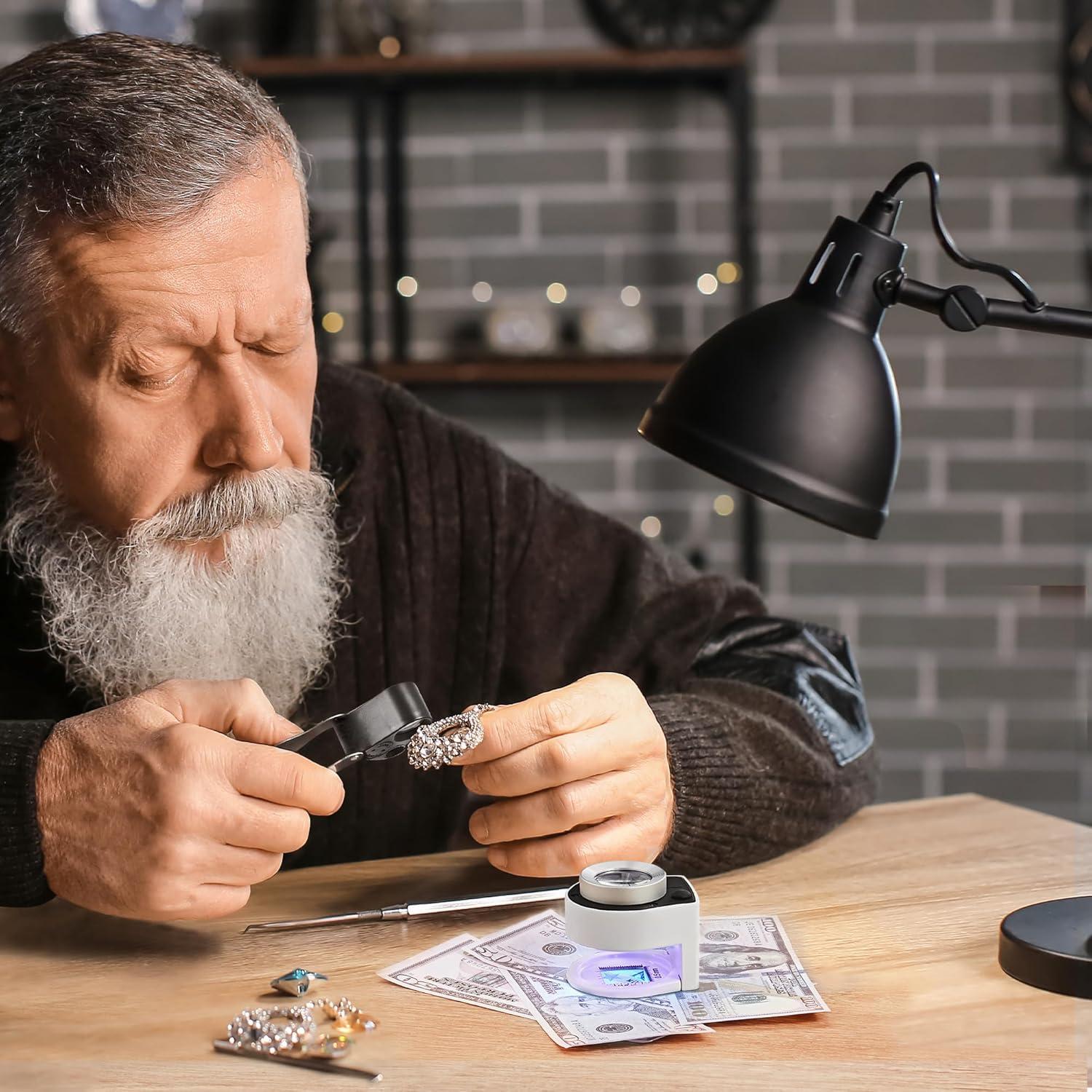 Lupa de Joyero JARLINK 30X 60X con Luz LED y UV - 2 Pack