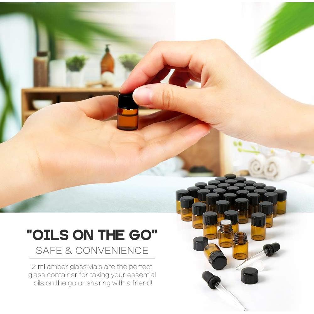 Botellas de Vidrio Ámbar Teenitor 36 Pcs 2 ml con Gotero