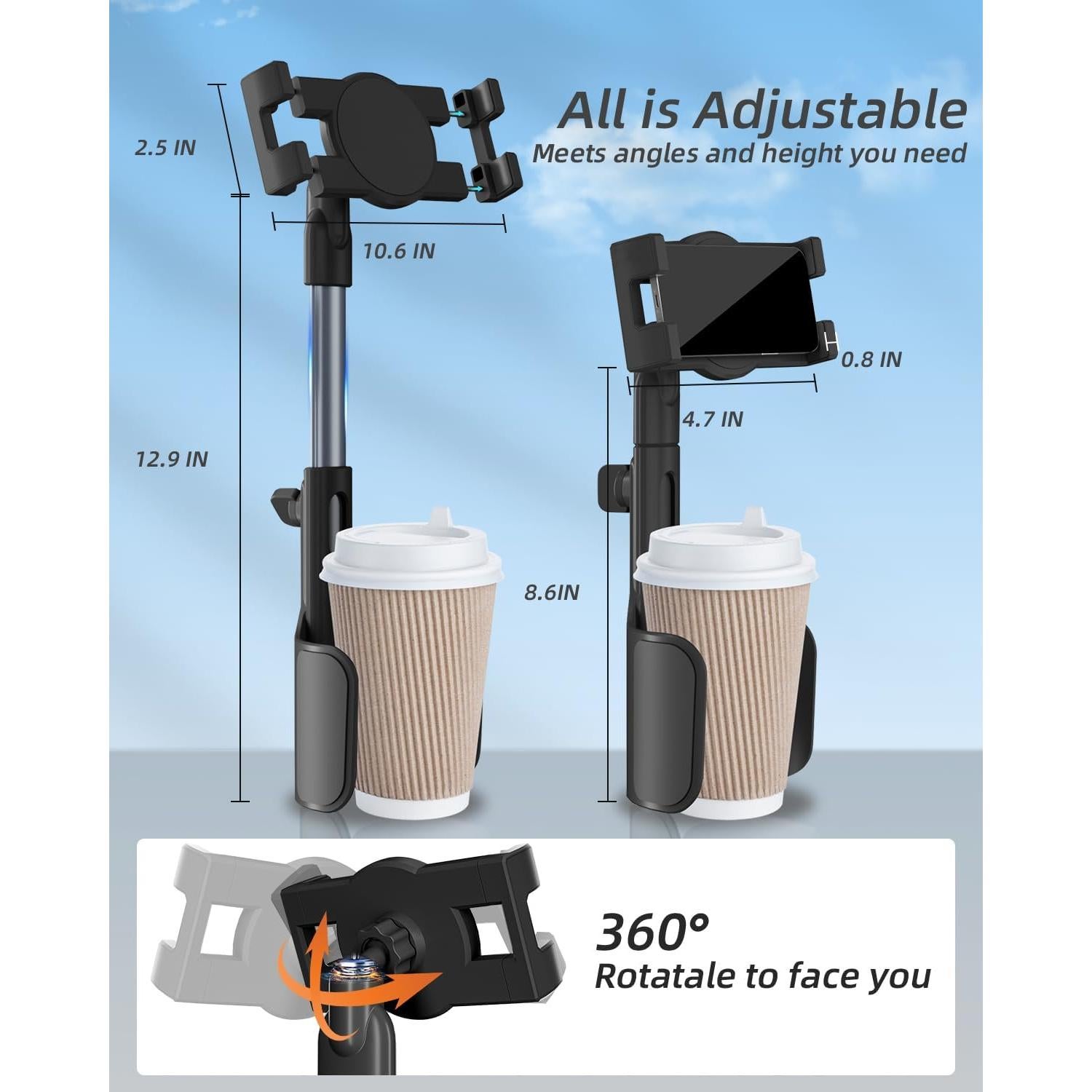 Soporte para Tableta en Portavasos 3 en 1 Porfortop