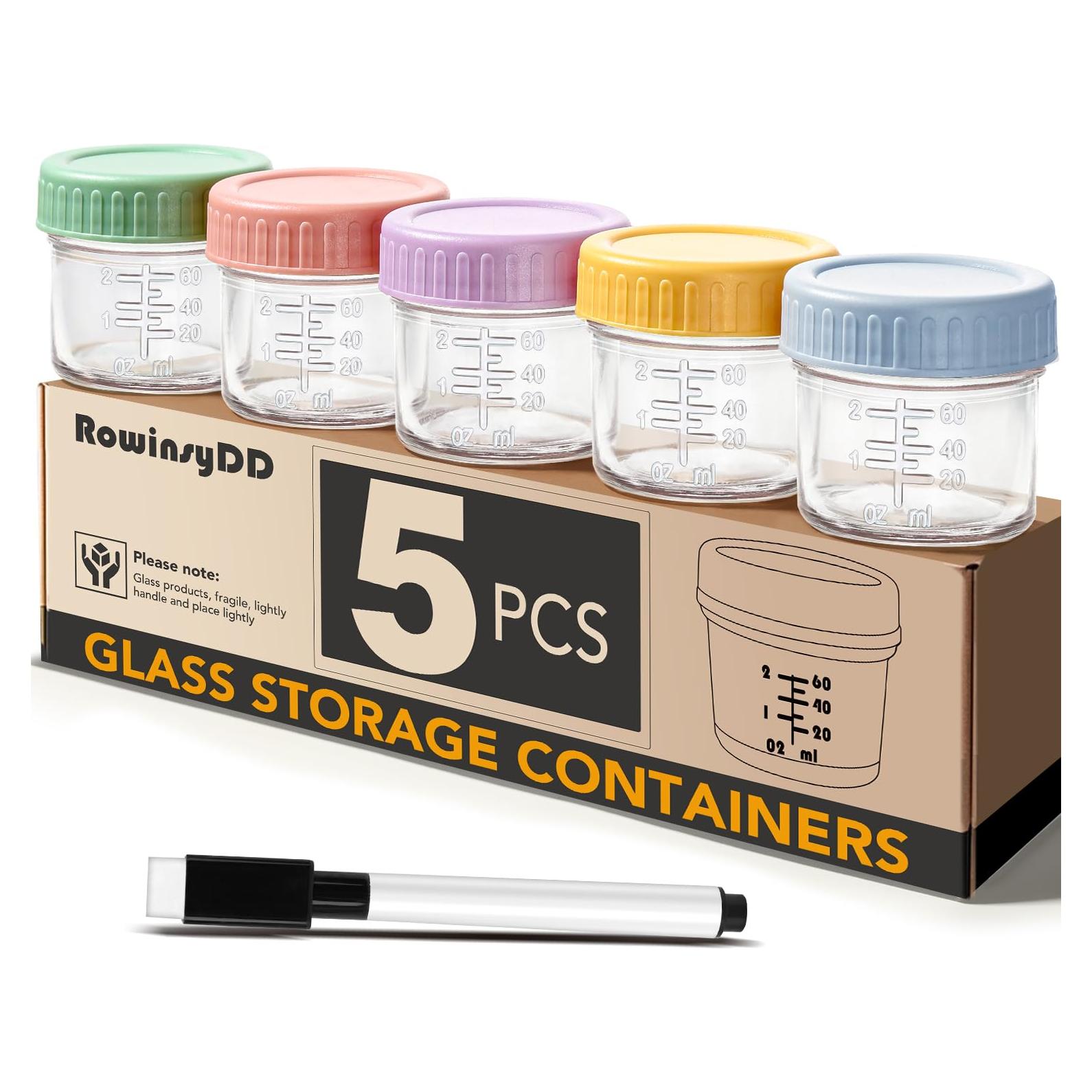 Set de 5 frascos de vidrio para comida de bebés 100ml RowinsyDD