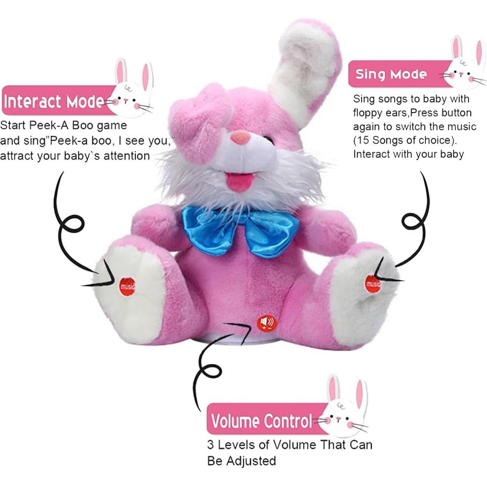 Juguete Musical Conejo de Peluche Adurello 30 cm Rosa