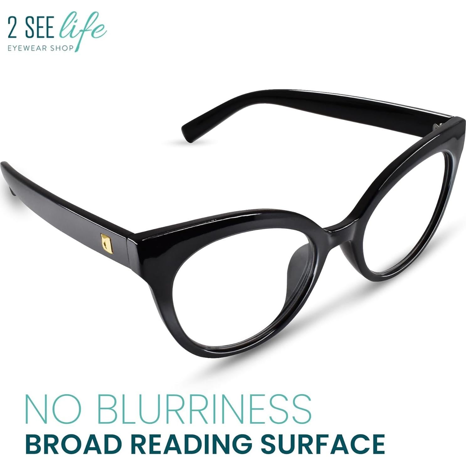 Gafas de lectura ojo de gato 2SeeLife negras 1.00x para mujeres