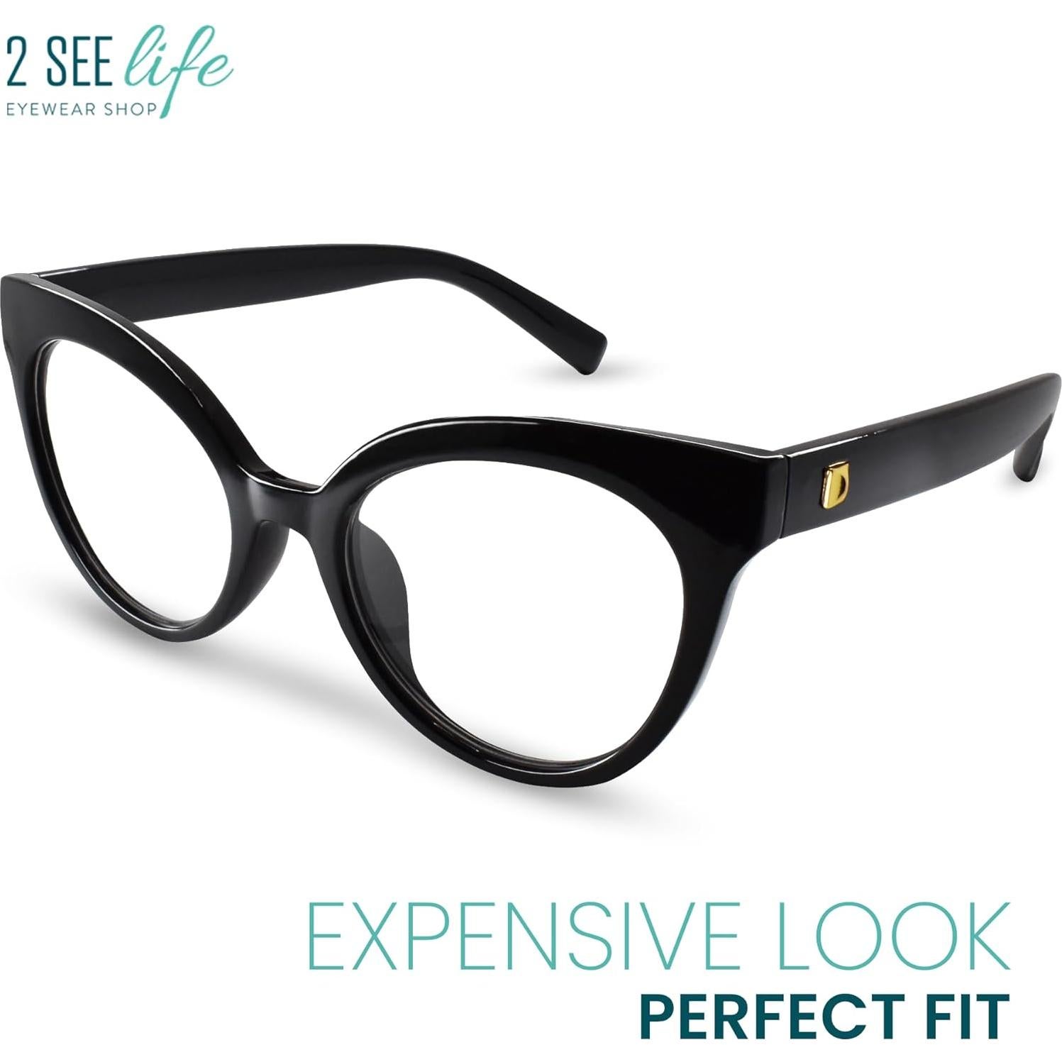 Gafas de lectura ojo de gato 2SeeLife negras 1.00x para mujeres