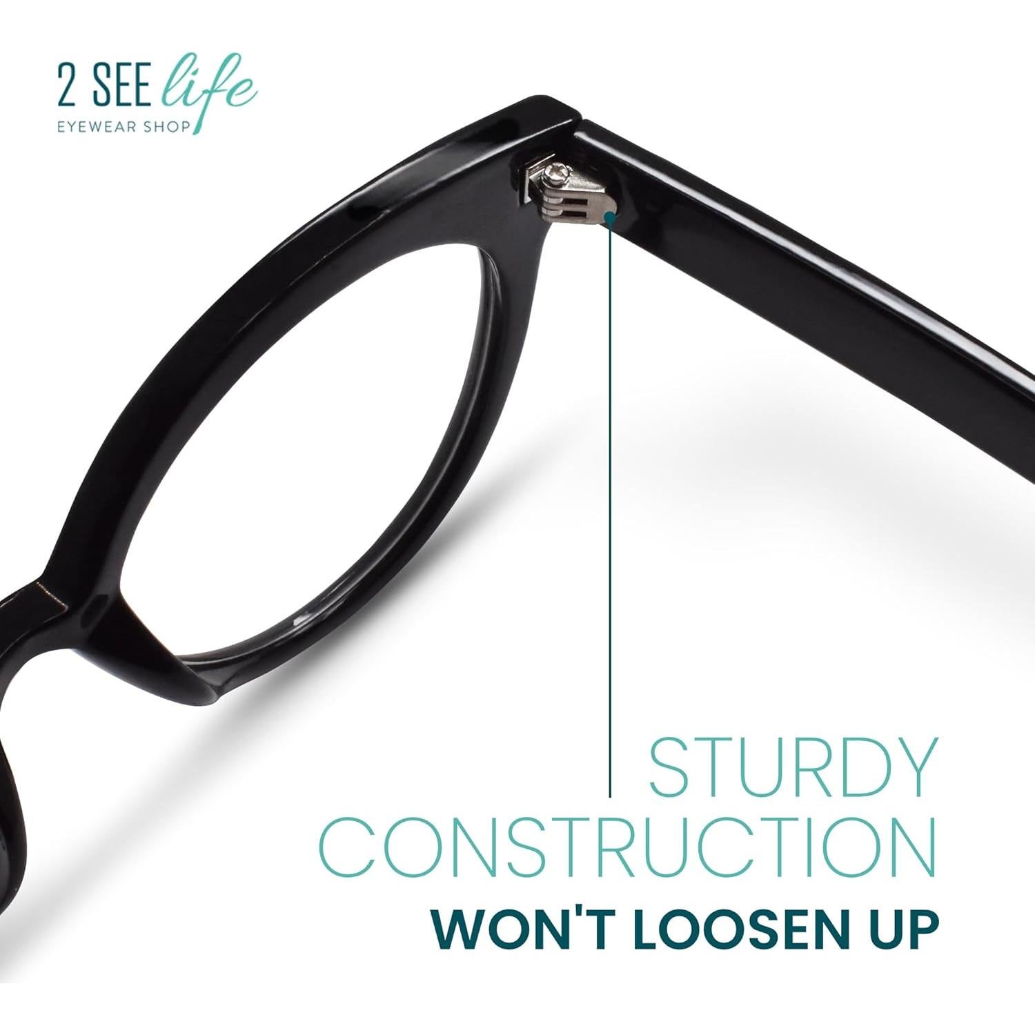 Gafas de lectura ojo de gato 2SeeLife negras 1.00x para mujeres