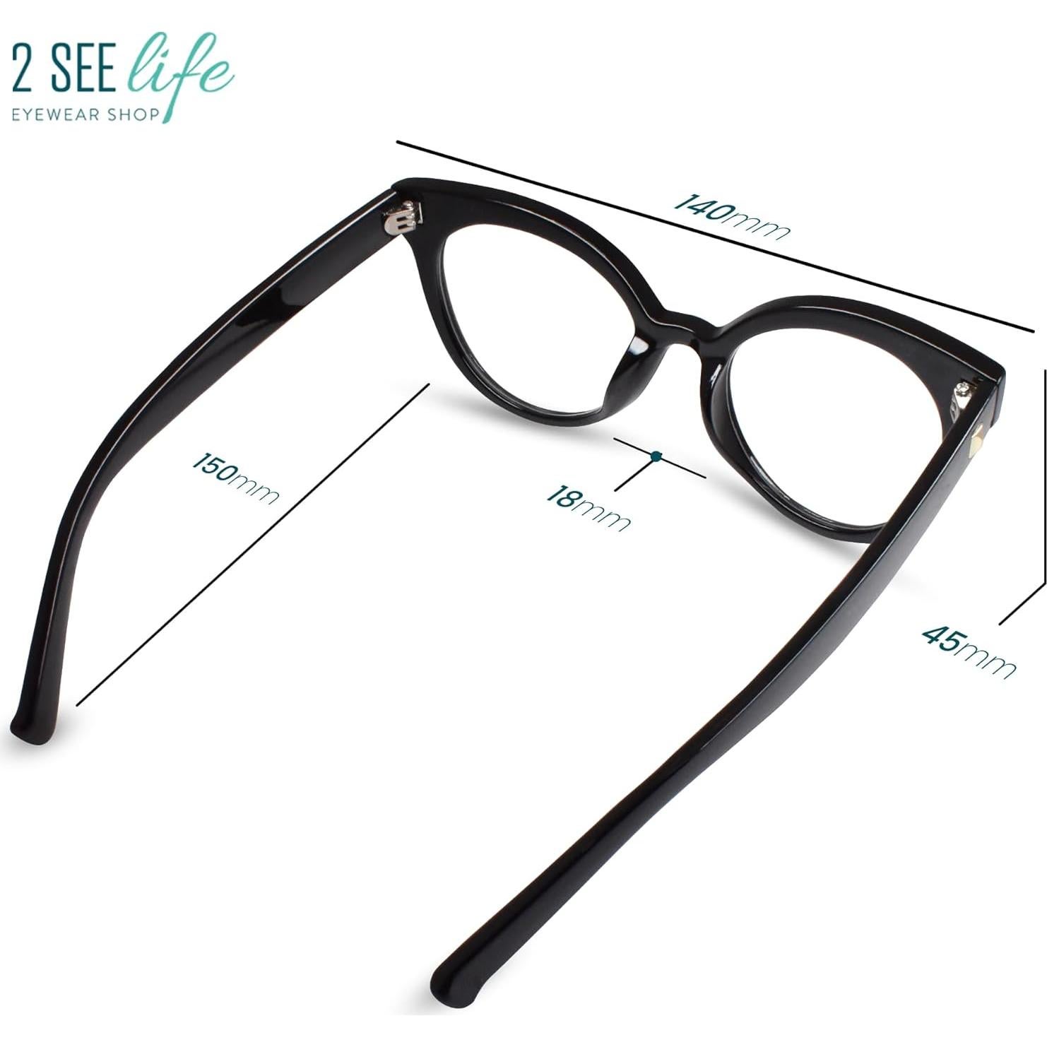 Gafas de lectura ojo de gato 2SeeLife negras 1.00x para mujeres