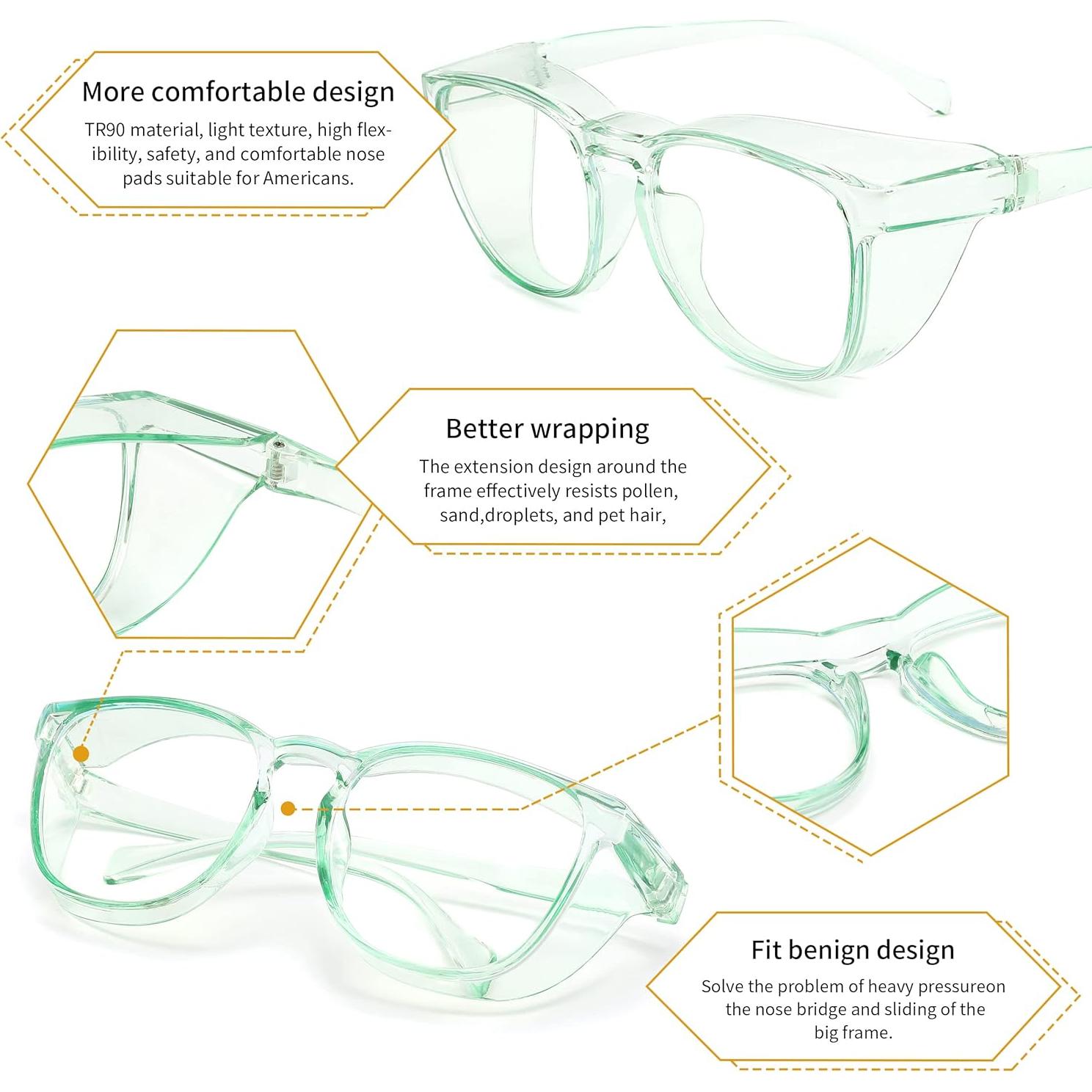 Gafas de seguridad Alsenor UV y luz azul 2 paquetes Rosa + Jade