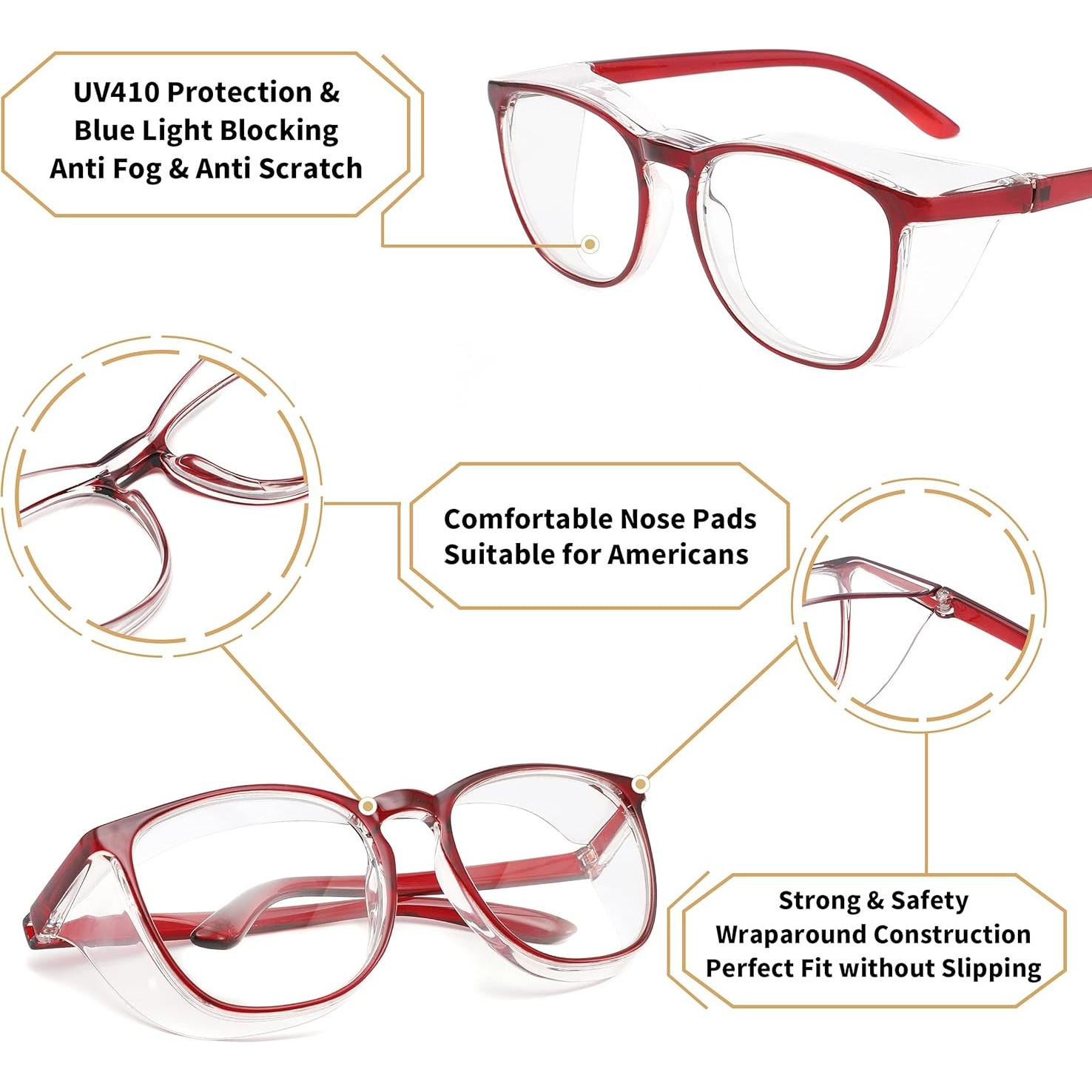 Gafas de Seguridad Alsenor Rojo Antiempañante UV Azul