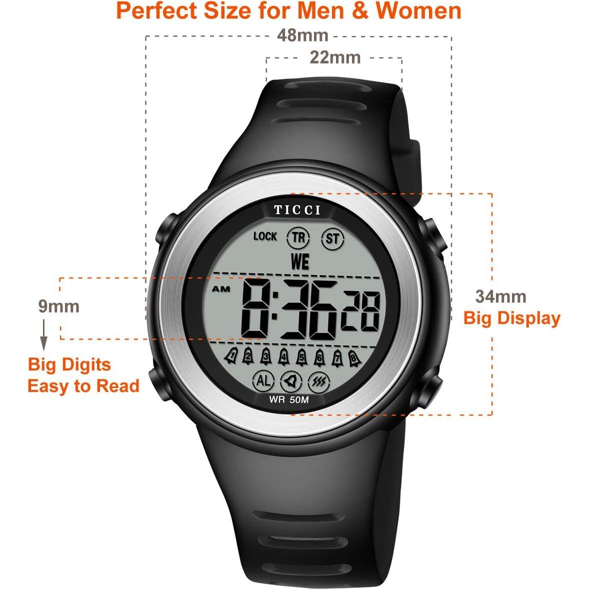 Reloj de Alarma Vibrante TICCI Unisex Impermeable 8 Alarmas