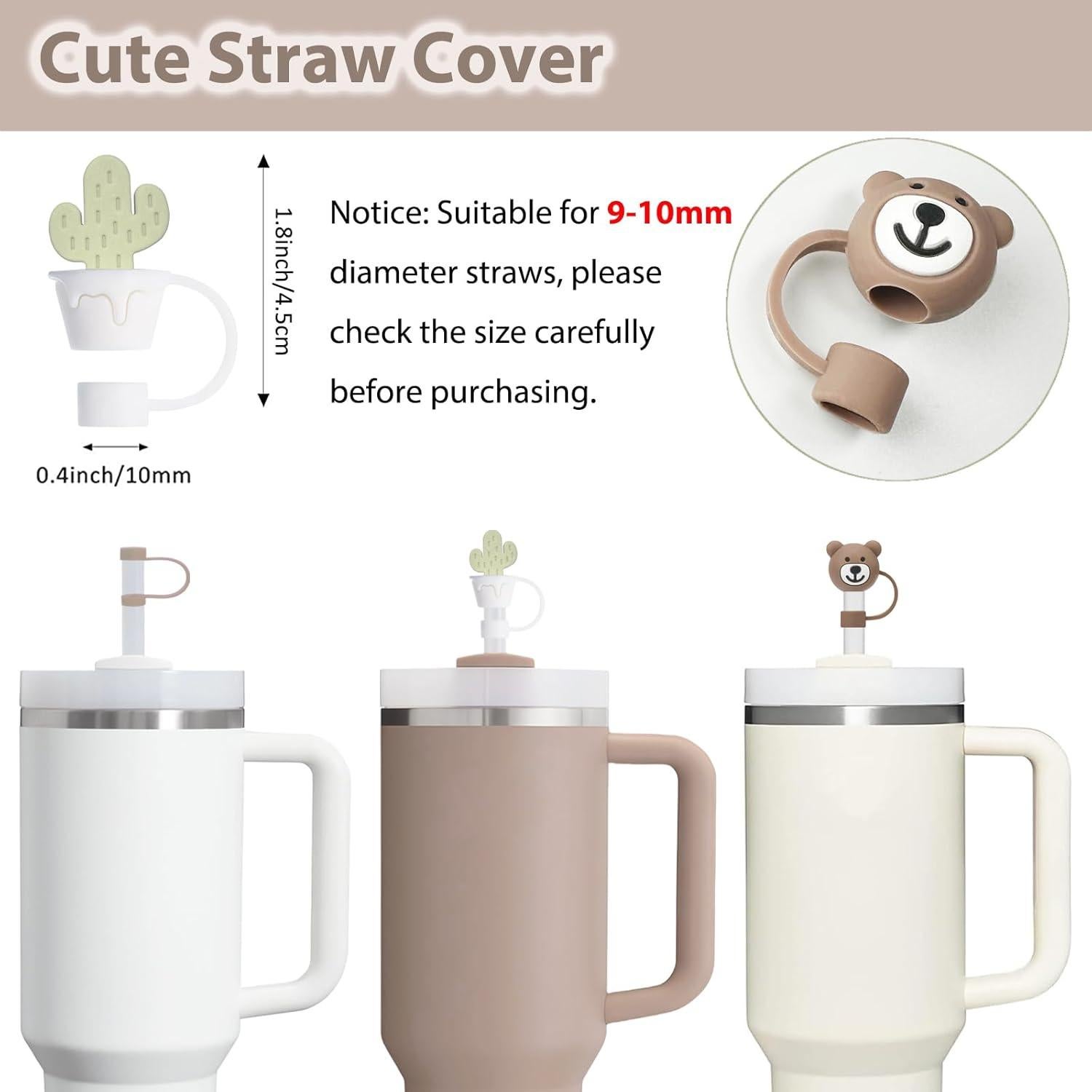 Cup Accessories Set Includes 6Pcs Silicone Spill Proof Stopper, 2Pcs Straw Cover Cap for 9-10 mm Straw, 1Pcs Silicone Boot Compatible with Stanley Cup 40oz&30oz Tumbler (Almond Rose)