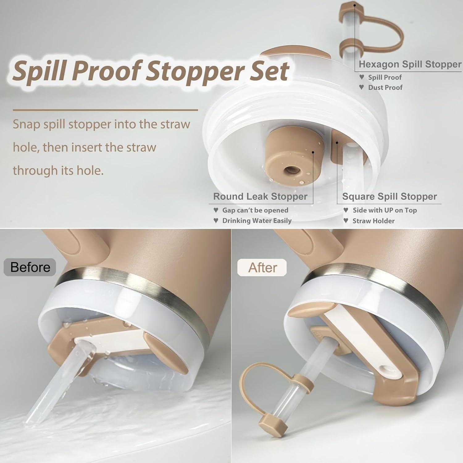 Cup Accessories Set Includes 6Pcs Silicone Spill Proof Stopper, 2Pcs Straw Cover Cap for 9-10 mm Straw, 1Pcs Silicone Boot Compatible with Stanley Cup 40oz&30oz Tumbler (Almond Rose)