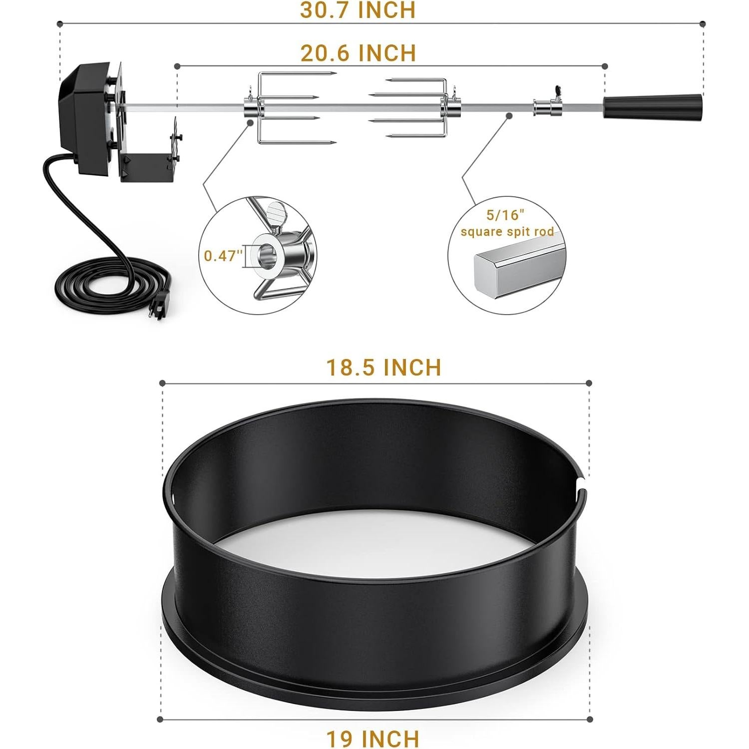 Anillo Rotisserie Onlyfire 18" para Parrillas Carbón