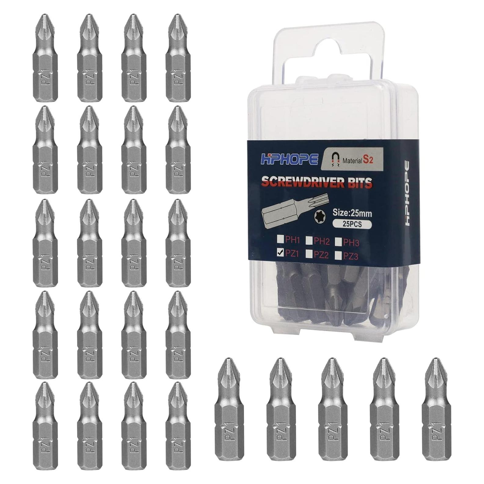 Juego de Puntas de Destornillador PZ1 HPHOPE 25 Piezas 2.5 cm