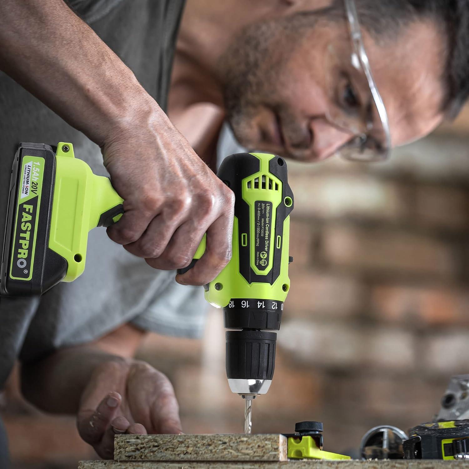 Taladro Inalámbrico FASTPRO 20V con Batería 1.5Ah y Accesorios