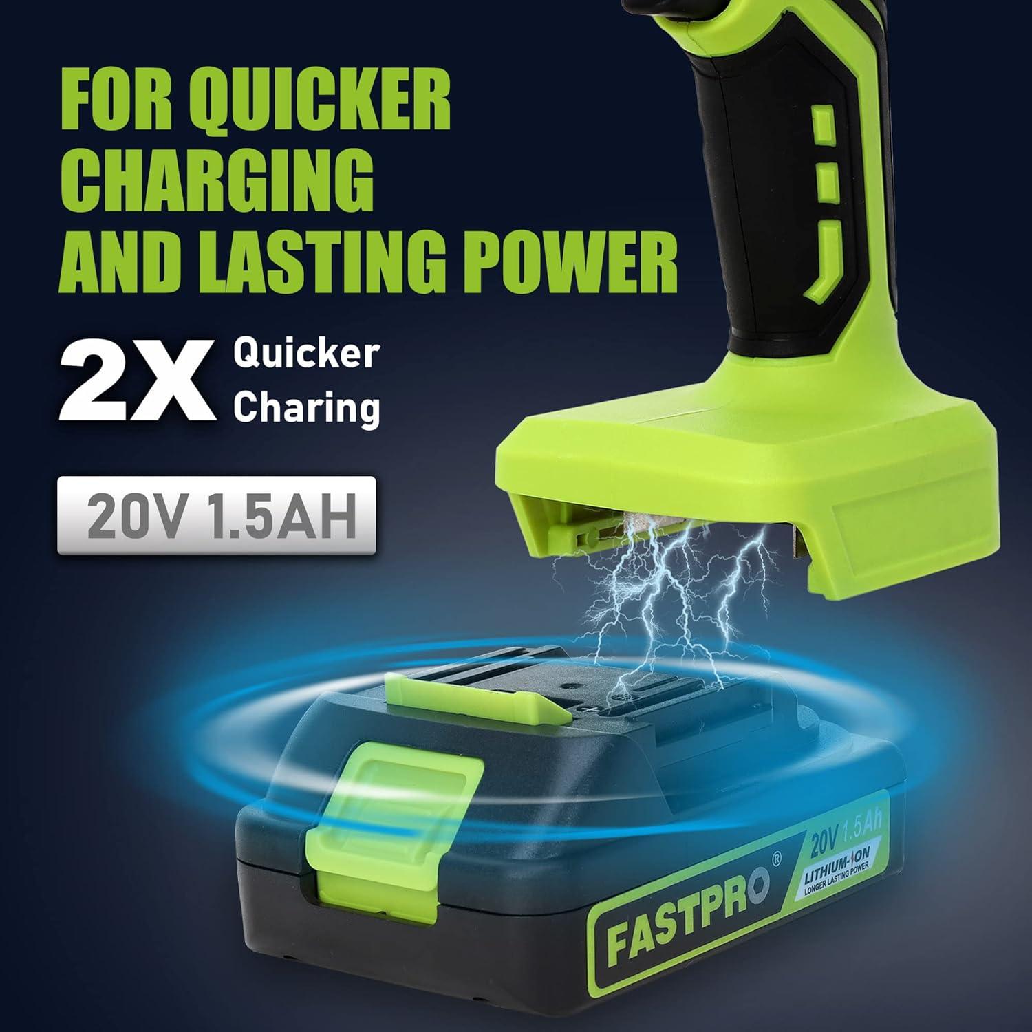 Taladro Inalámbrico FASTPRO 20V con Batería 1.5Ah y Accesorios