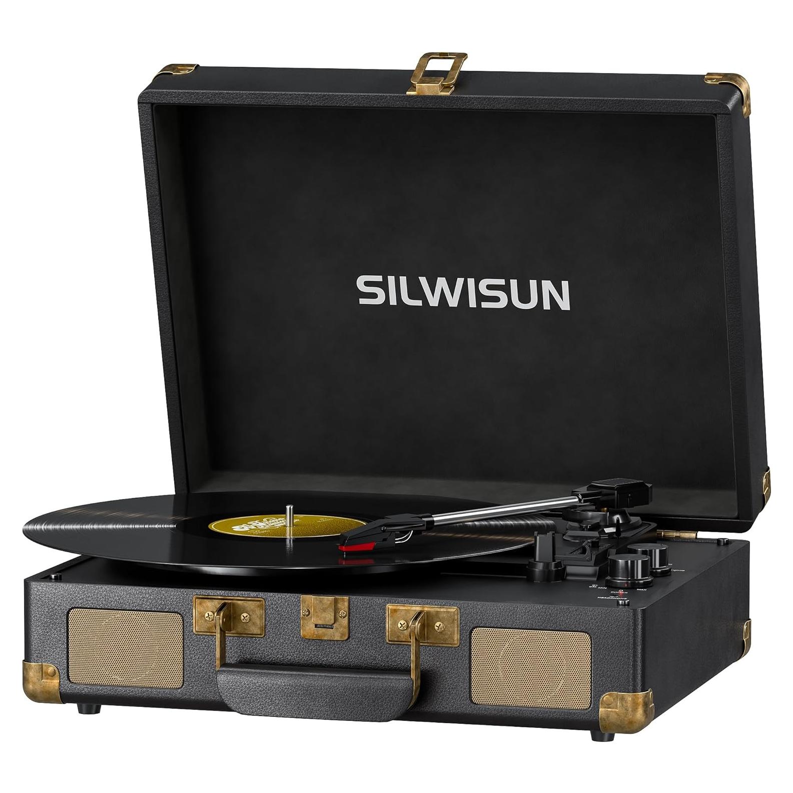 Reproductor de Vinilo Portátil Silwisun Rosa Bluetooth 3 Velocidades
