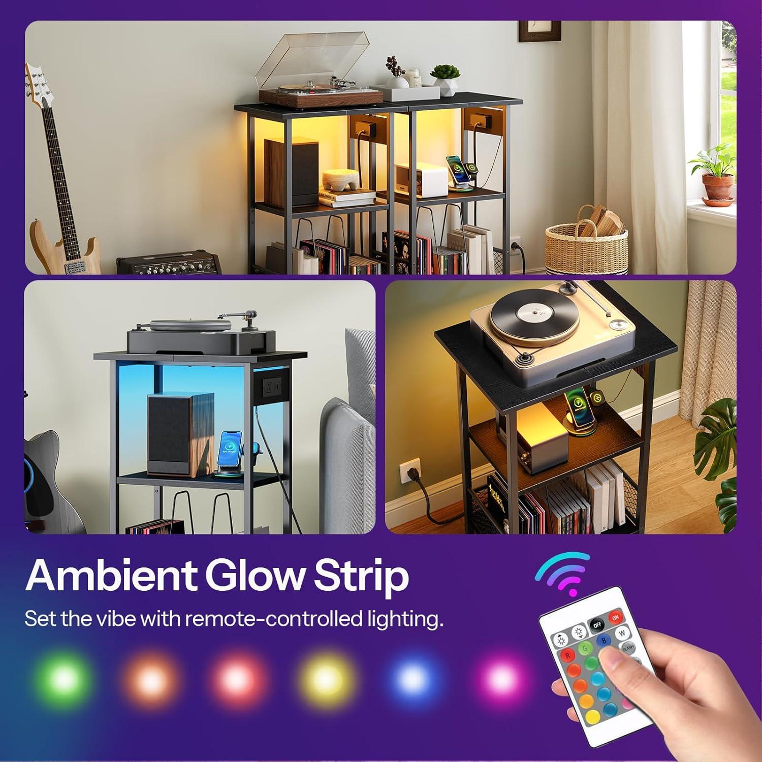 Soporte para Tocadiscos HOOBRO BB06UDRS01 con Estación de Carga y LED