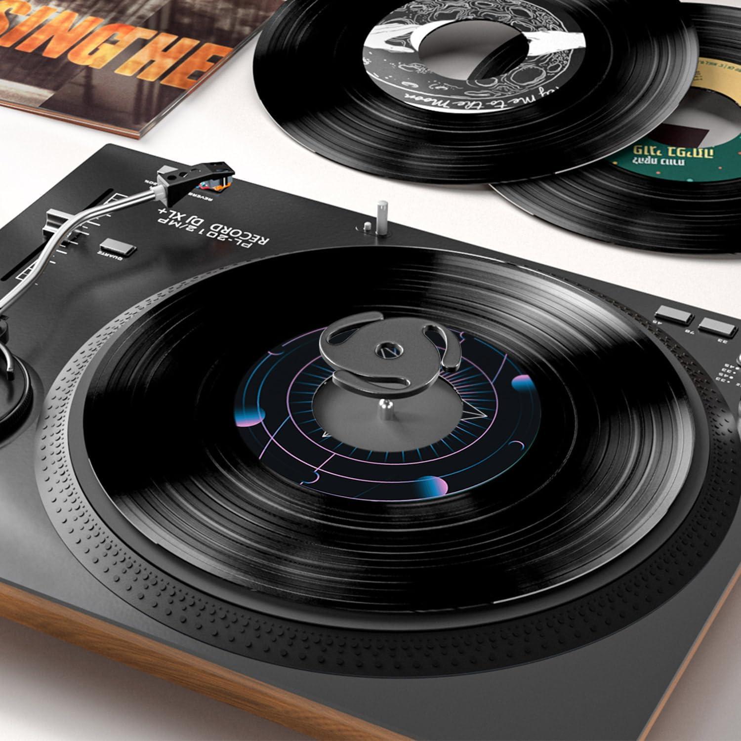 Adaptador de disco de 45 RPM Facmogu - Aluminio Negro