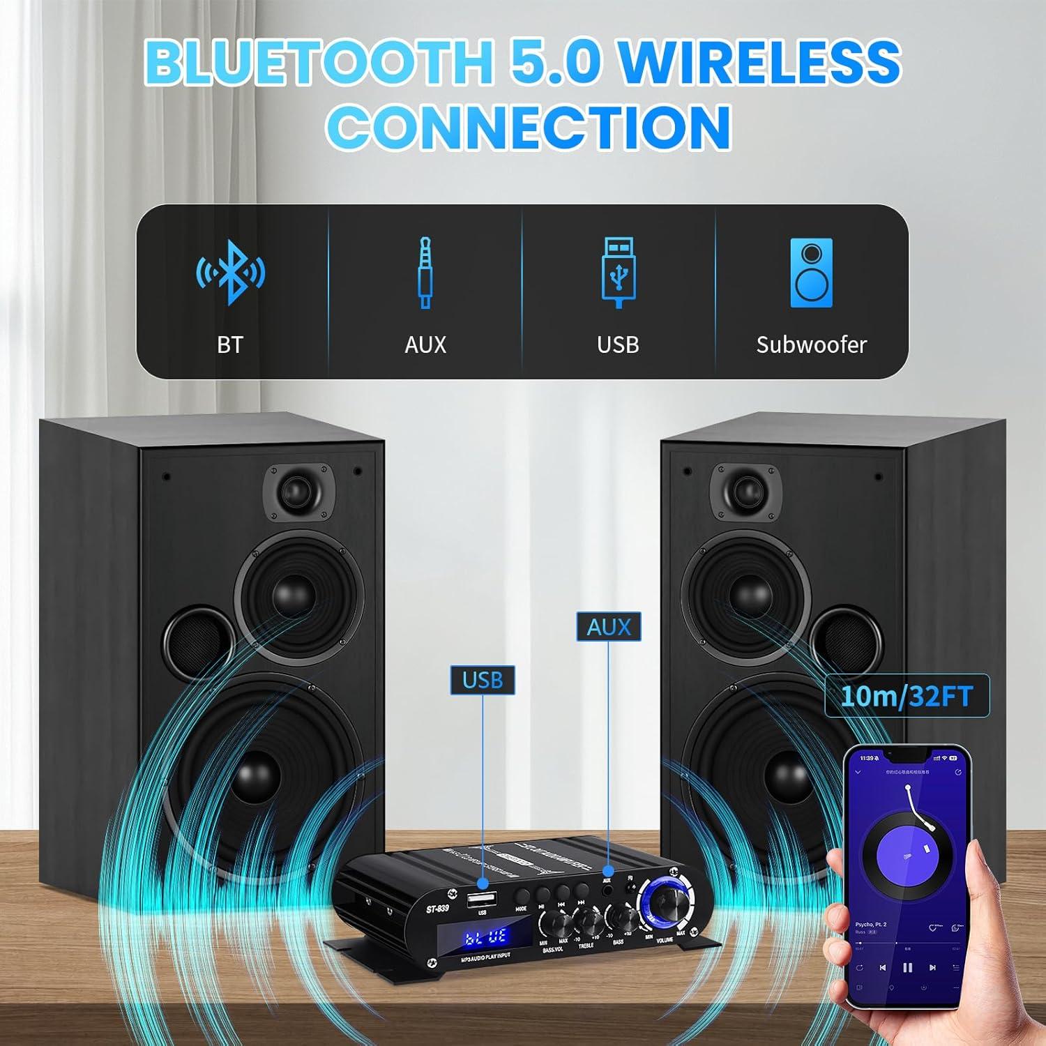 Amplificador Bluetooth ST-839 2.1 Canal 100W con Control Remoto