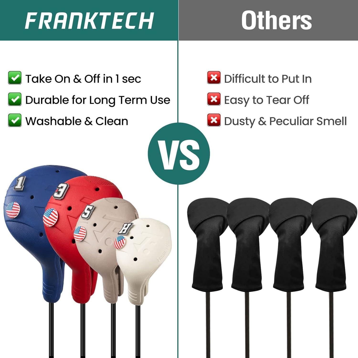 Cubiertas de Cabeza de Golf FRANKTECH GHC001 Set 4 Piezas