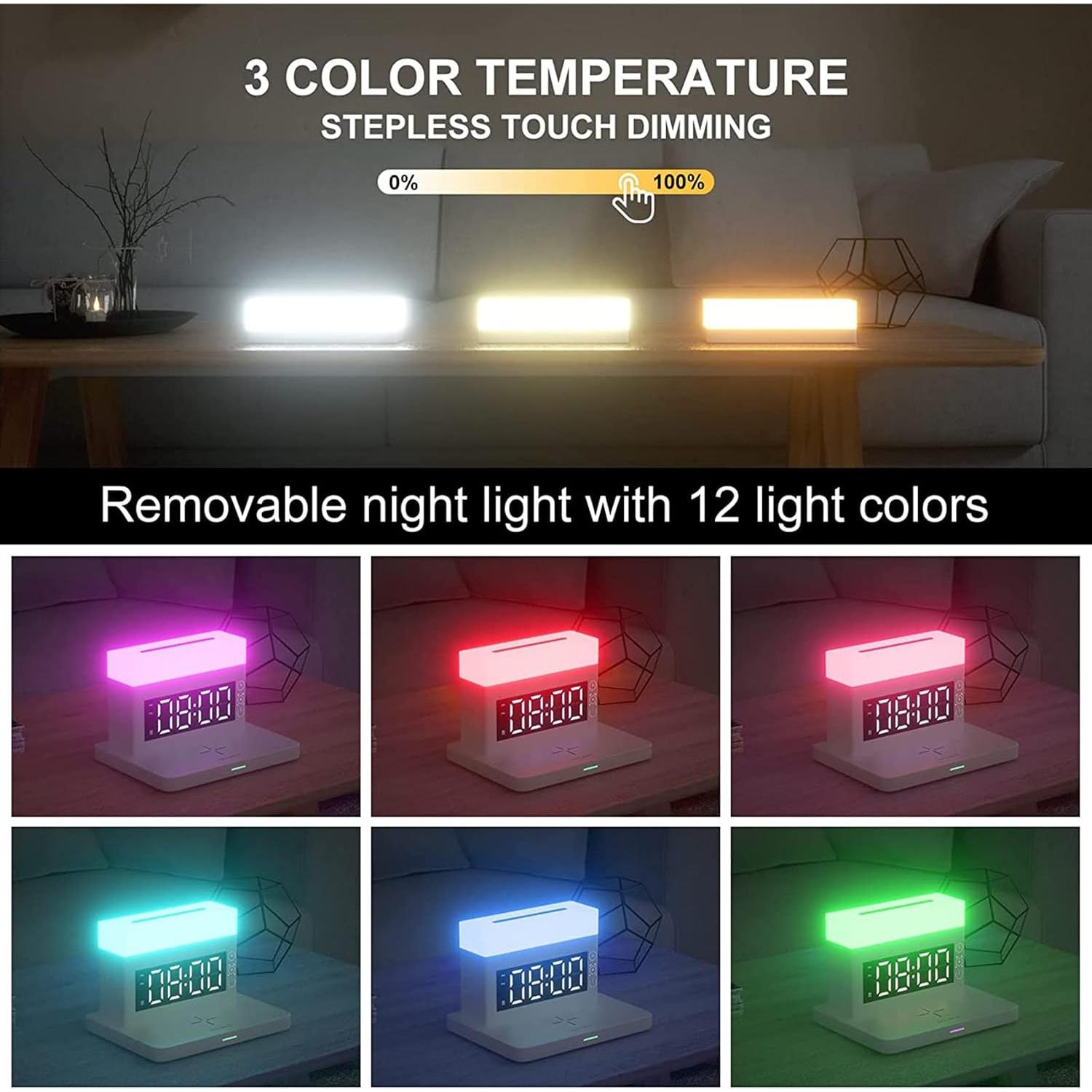 Estación de Carga Inalámbrica 3 en 1 YTFGGY con Reloj y Luz