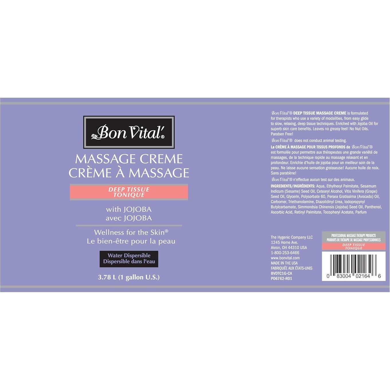 Crema de Masaje Bon Vital 3.785L Tejido Profundo Relajante