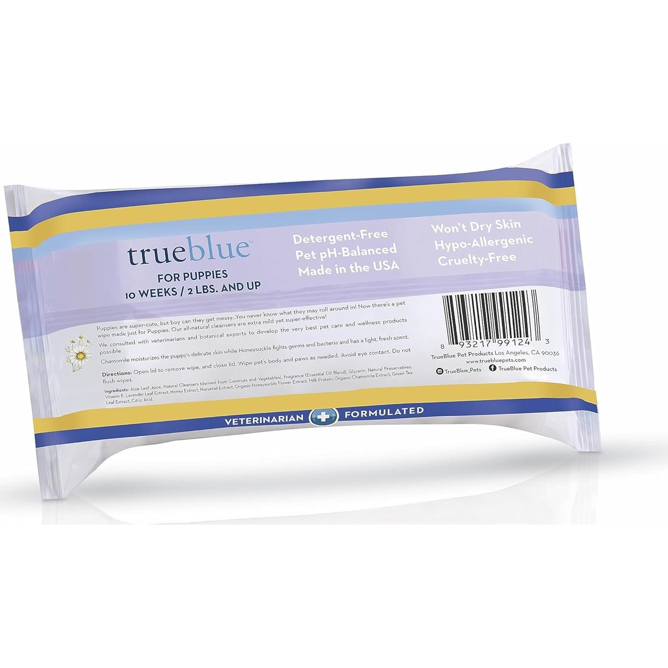 TrueBlue Chamomile & Honeysuckle Pure & Sure Puppy Wipes – Pre-Moistened Puppy Pads for Cleaning Dirty Paws, Coats, Dog Hair – Extra Large – 8”x7” – 100 Count