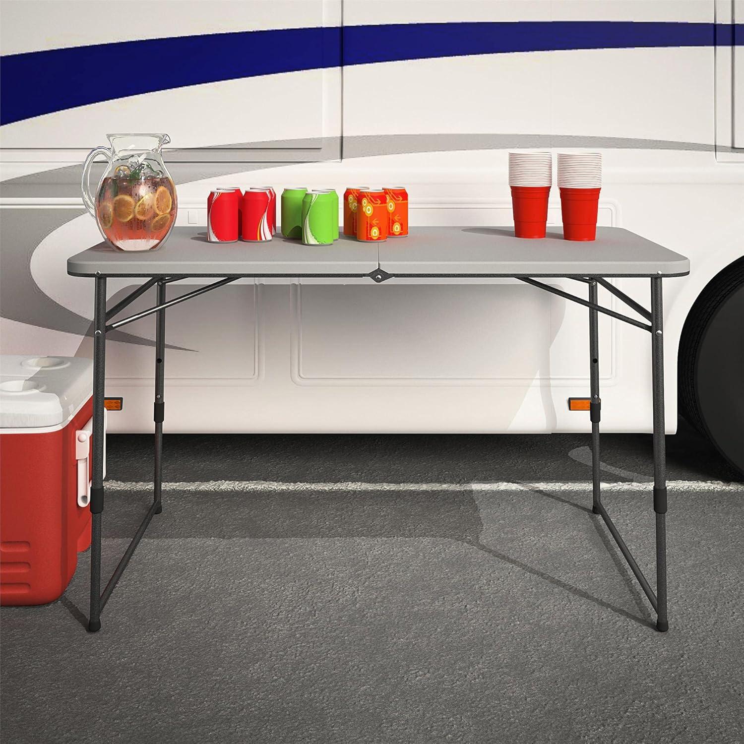 Mesa Plegable COSCO 4 pies Gris Ajustable Interior/Exterior