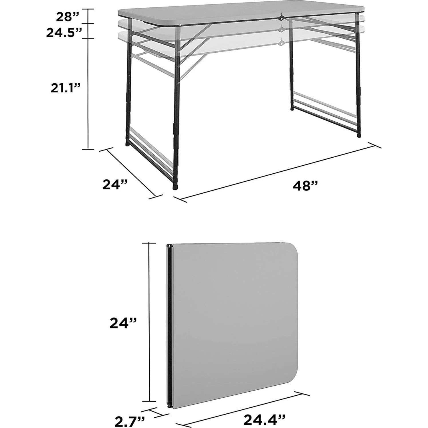 Mesa Plegable COSCO 4 pies Gris Ajustable Interior/Exterior