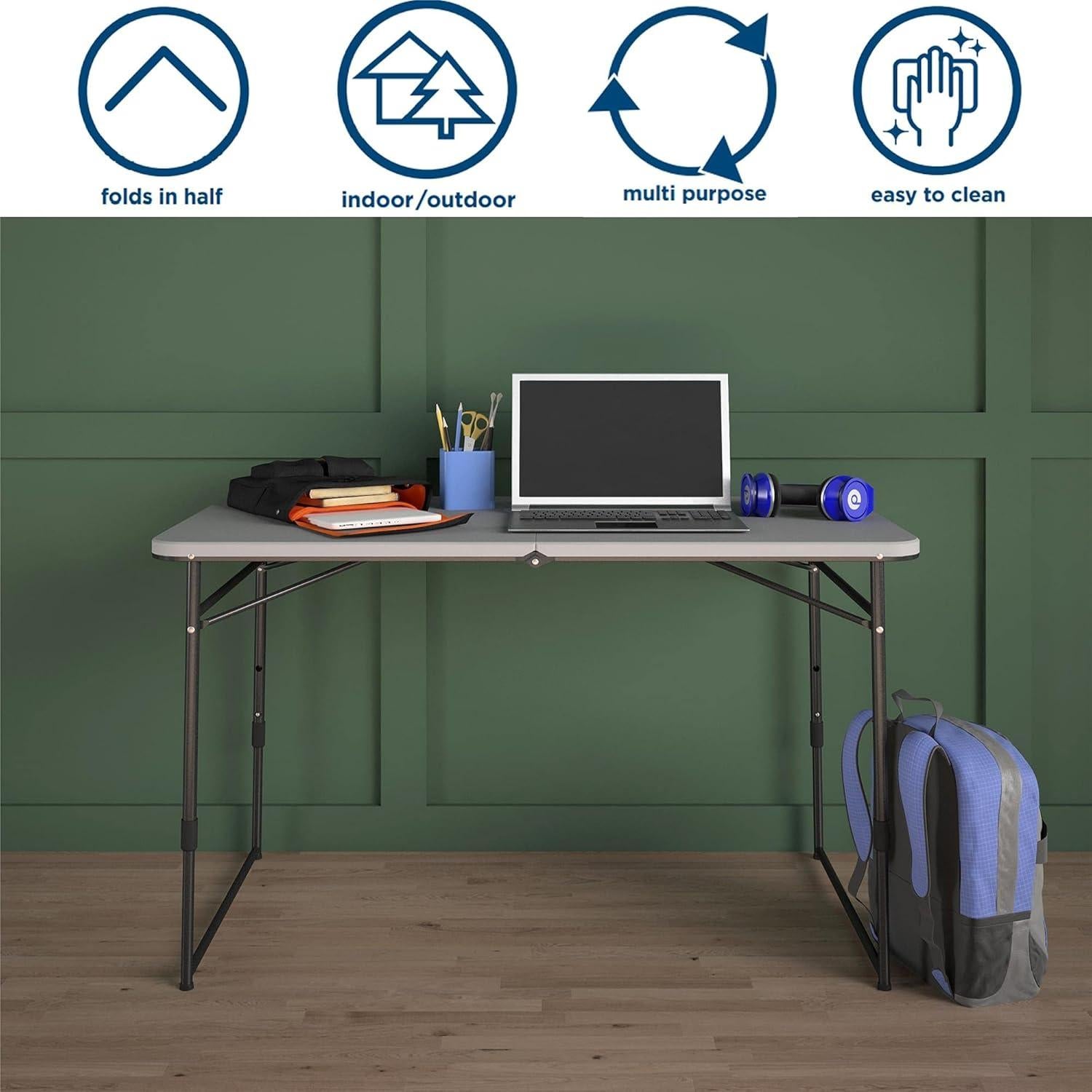 Mesa Plegable COSCO 4 pies Gris Ajustable Interior/Exterior