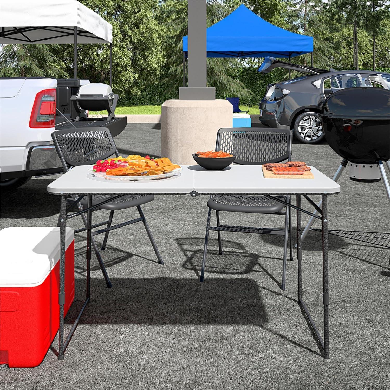 Mesa Plegable COSCO 4 pies Gris Ajustable Interior/Exterior