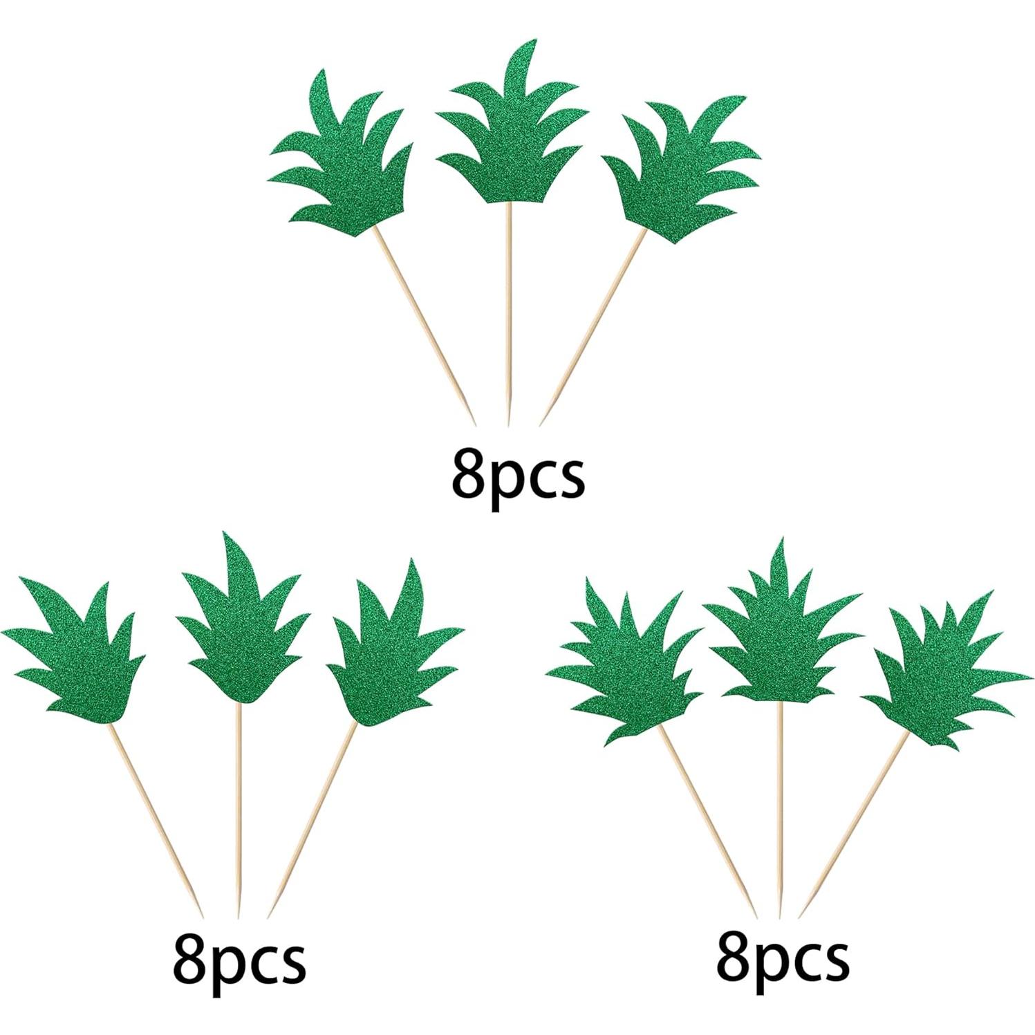 24 Picos Decorativos para Cupcakes Piña YCTHUNFISH Verde