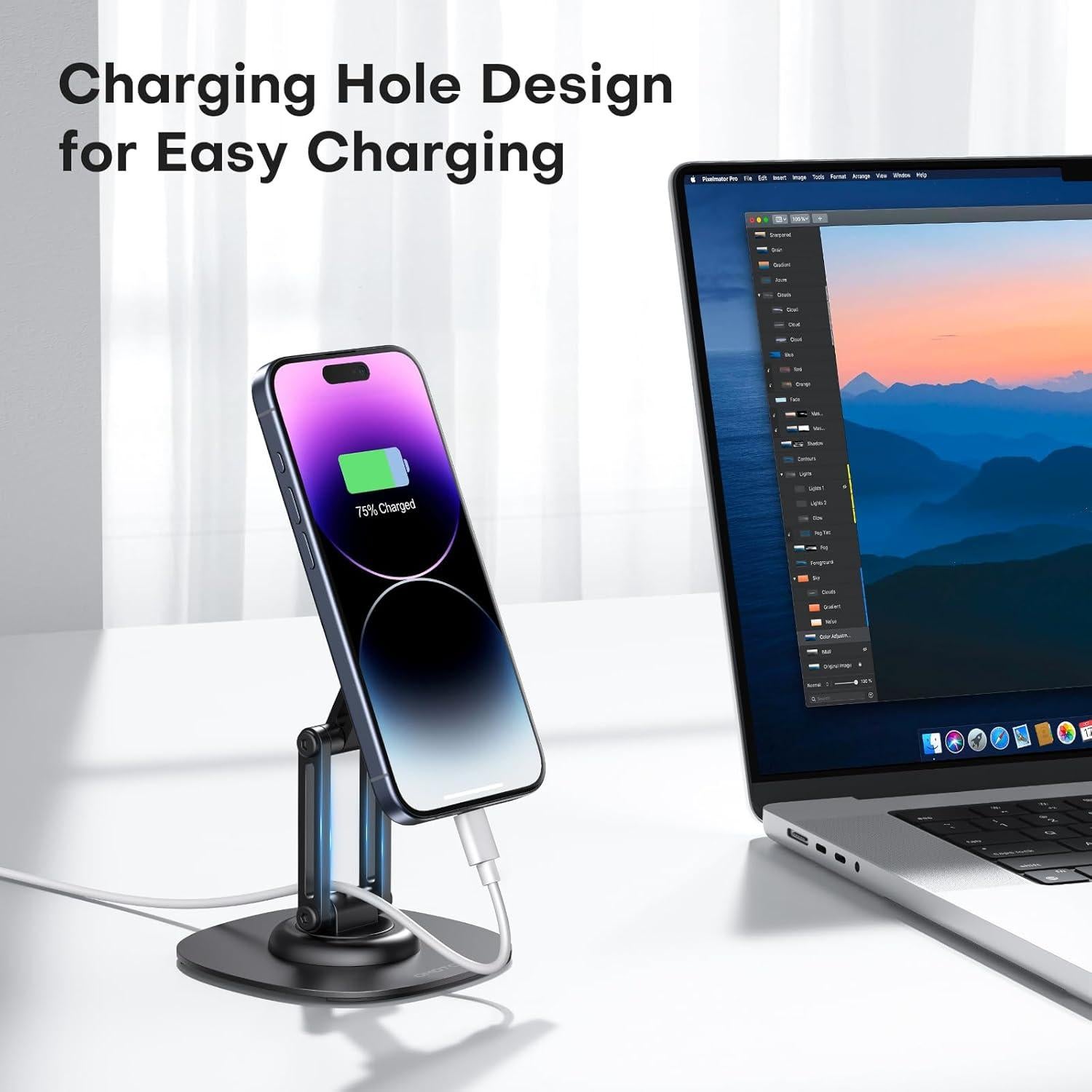 Soporte Magnético Rotativo 360° OMOTON para Teléfono - Negro