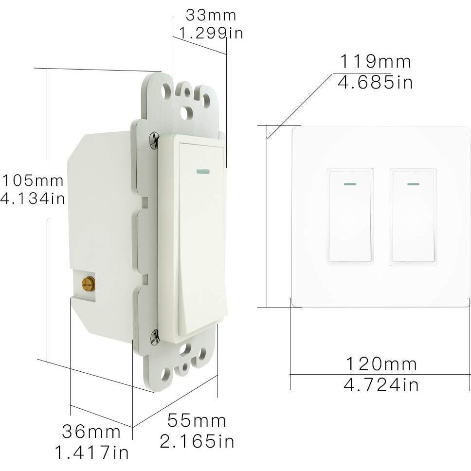 Interruptor de Luz Inteligente WiFi Moes 2 Gang Blanco Control Remoto