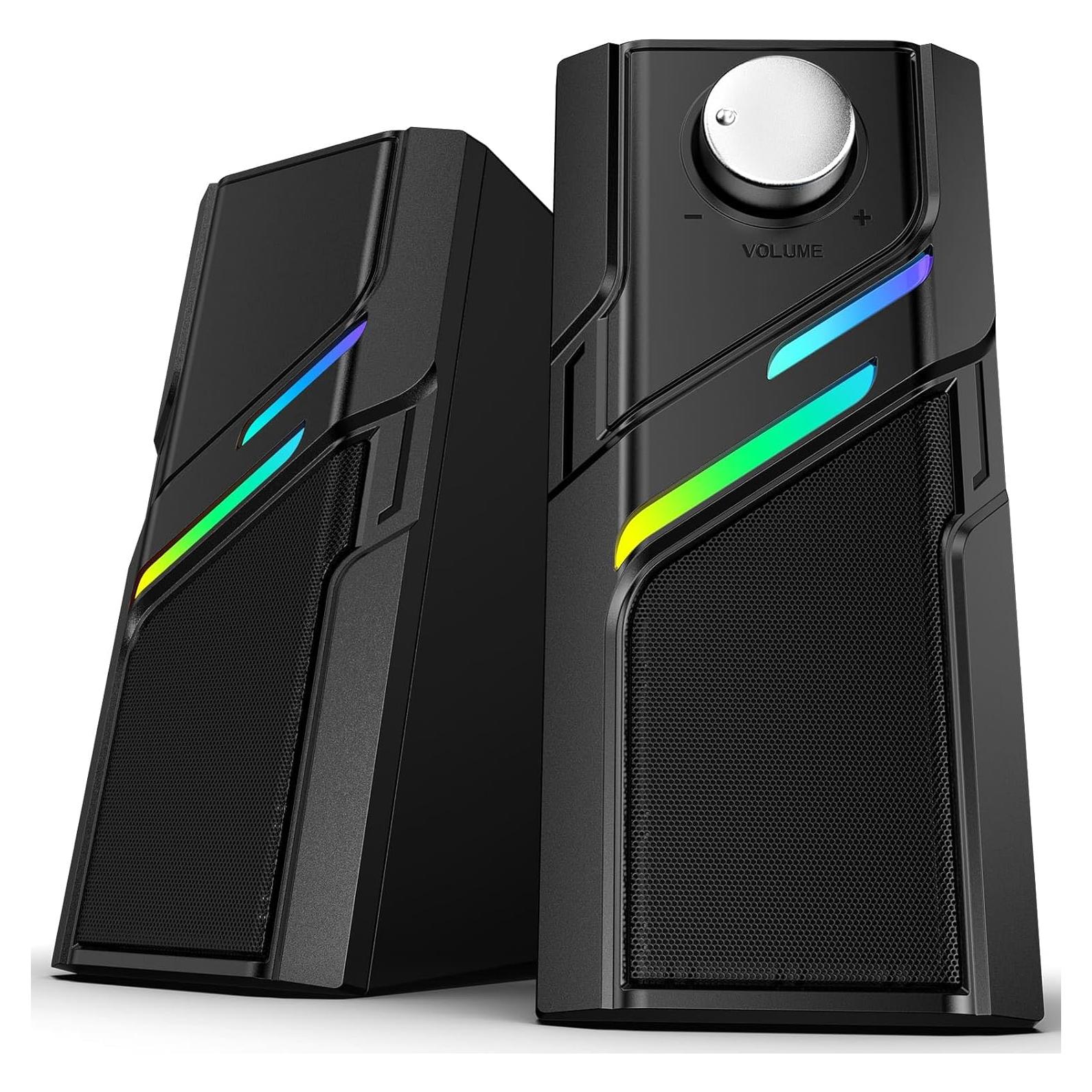 Altavoces LENRUE E66 para PC, sonido potente, USB y AUX