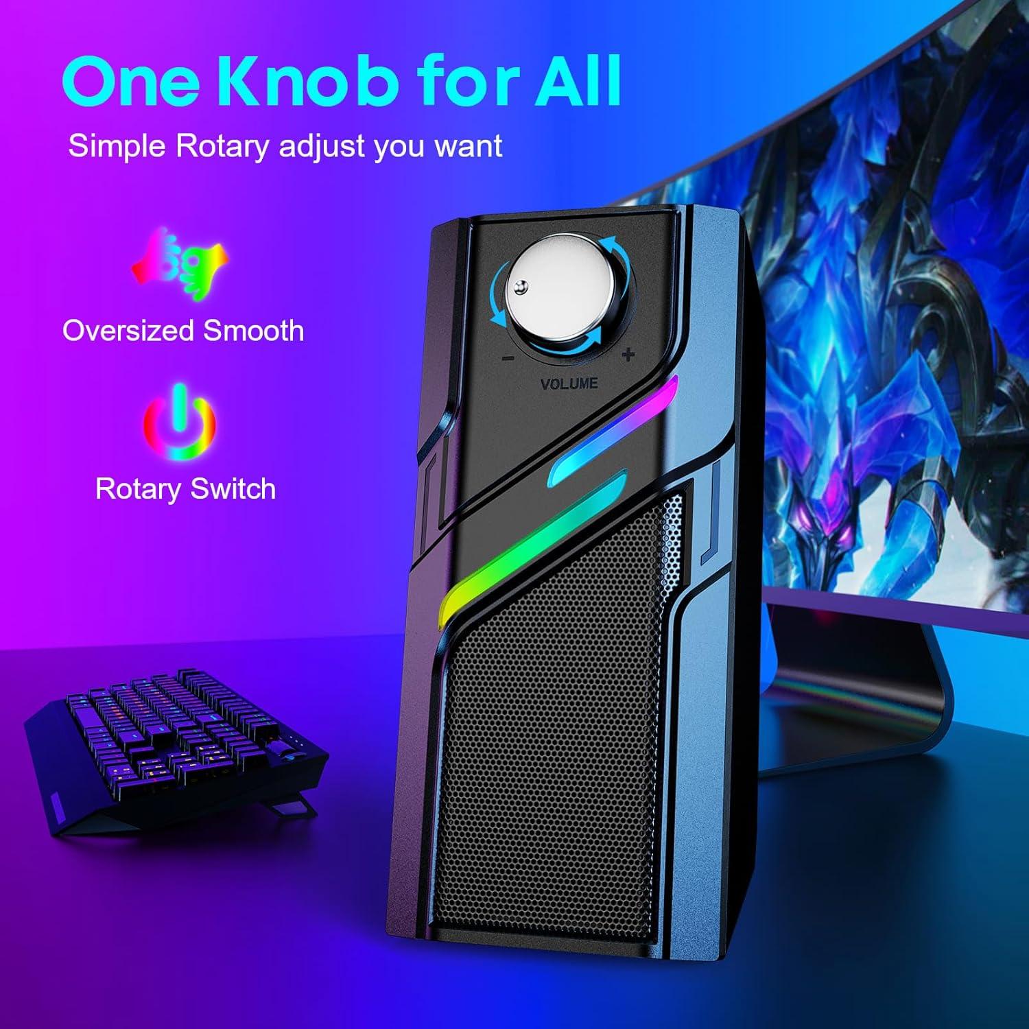 Altavoces LENRUE E66 para PC, sonido potente, USB y AUX