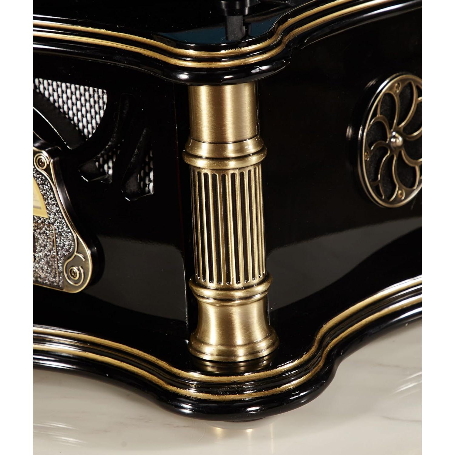 Gramófono Vintage HZLSBL Bluetooth 3 Velocidades Roble Negro