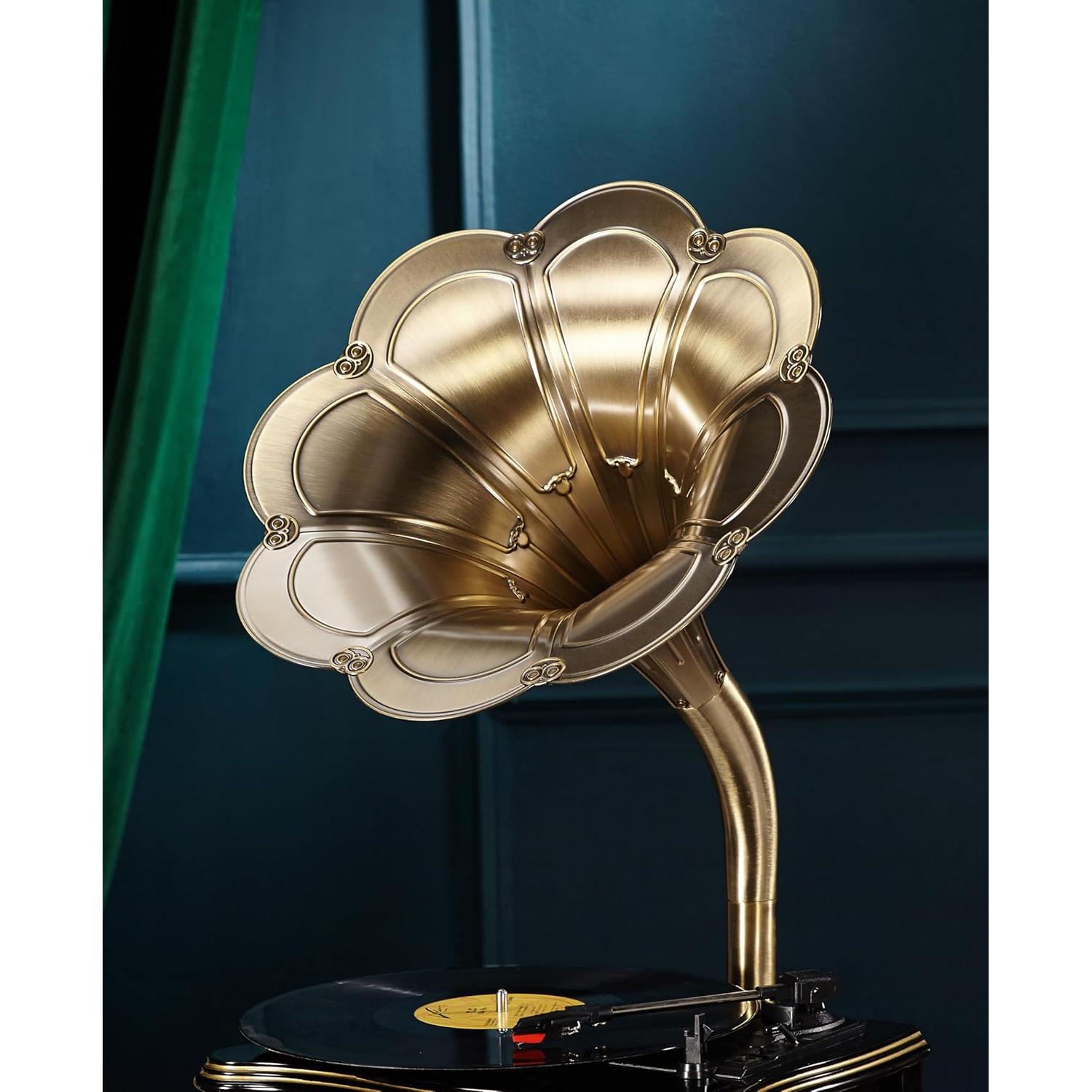 Gramófono Vintage HZLSBL Bluetooth 3 Velocidades Roble Negro