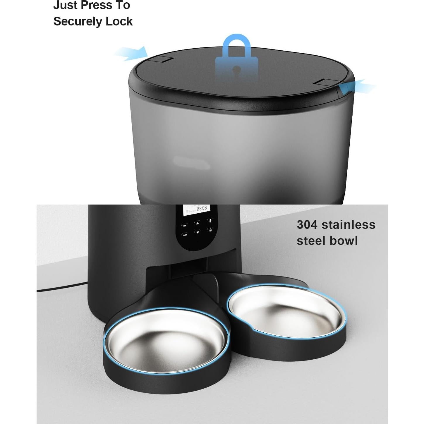 Dispensador automático de comida para 2 gatos CORGOTE 6L