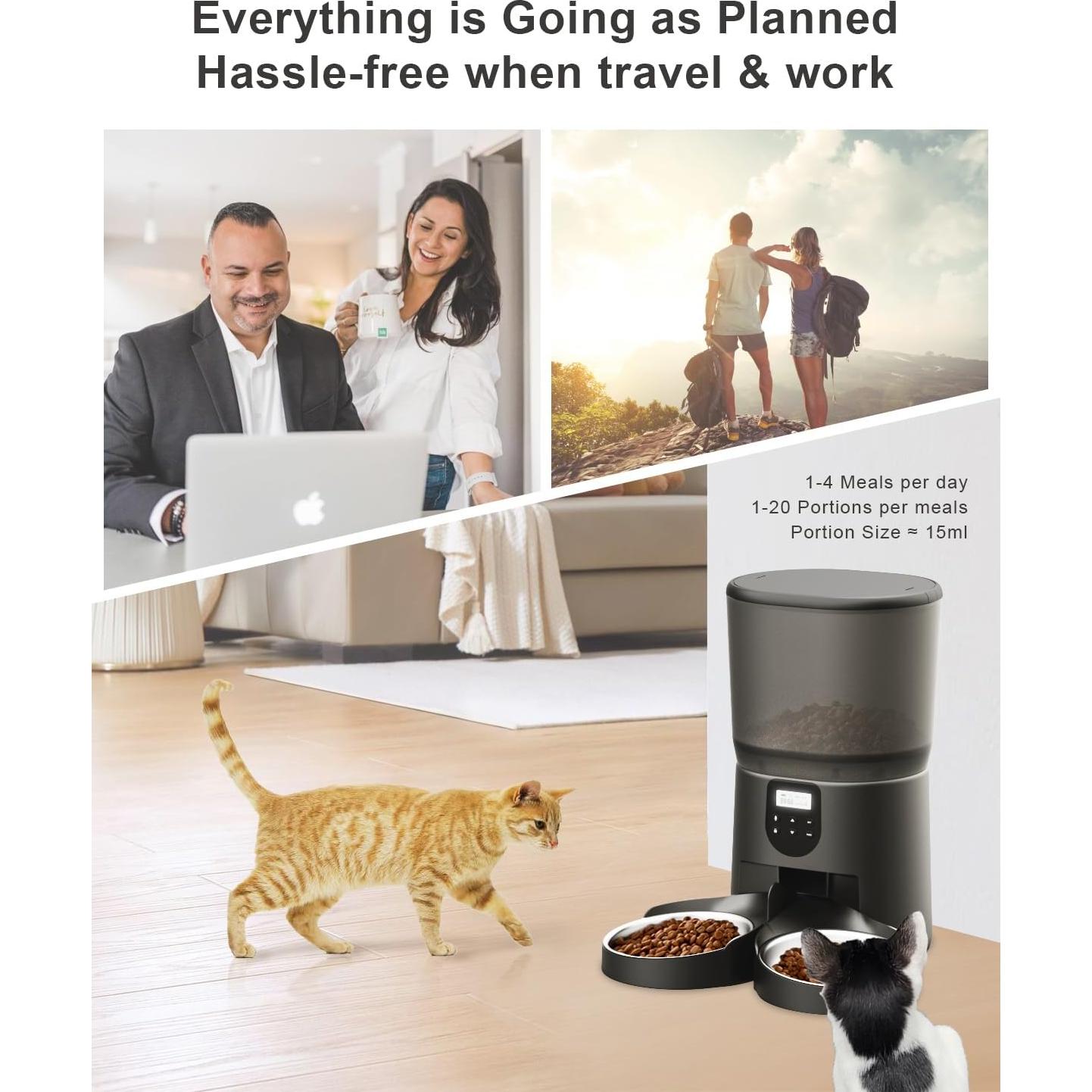 Dispensador automático de comida para 2 gatos CORGOTE 6L