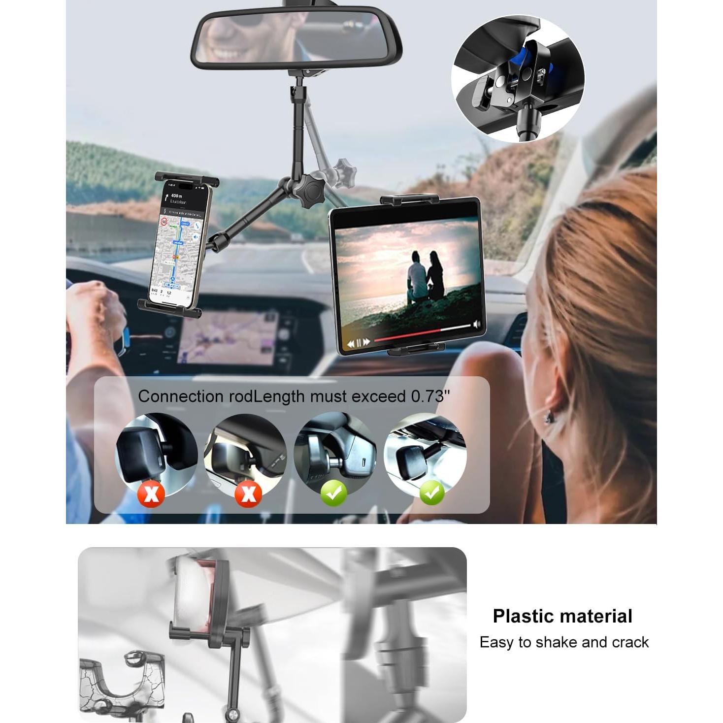 Soporte para Tableta Kolasels en Espejo Retrovisor Auto 5.5-15.6"