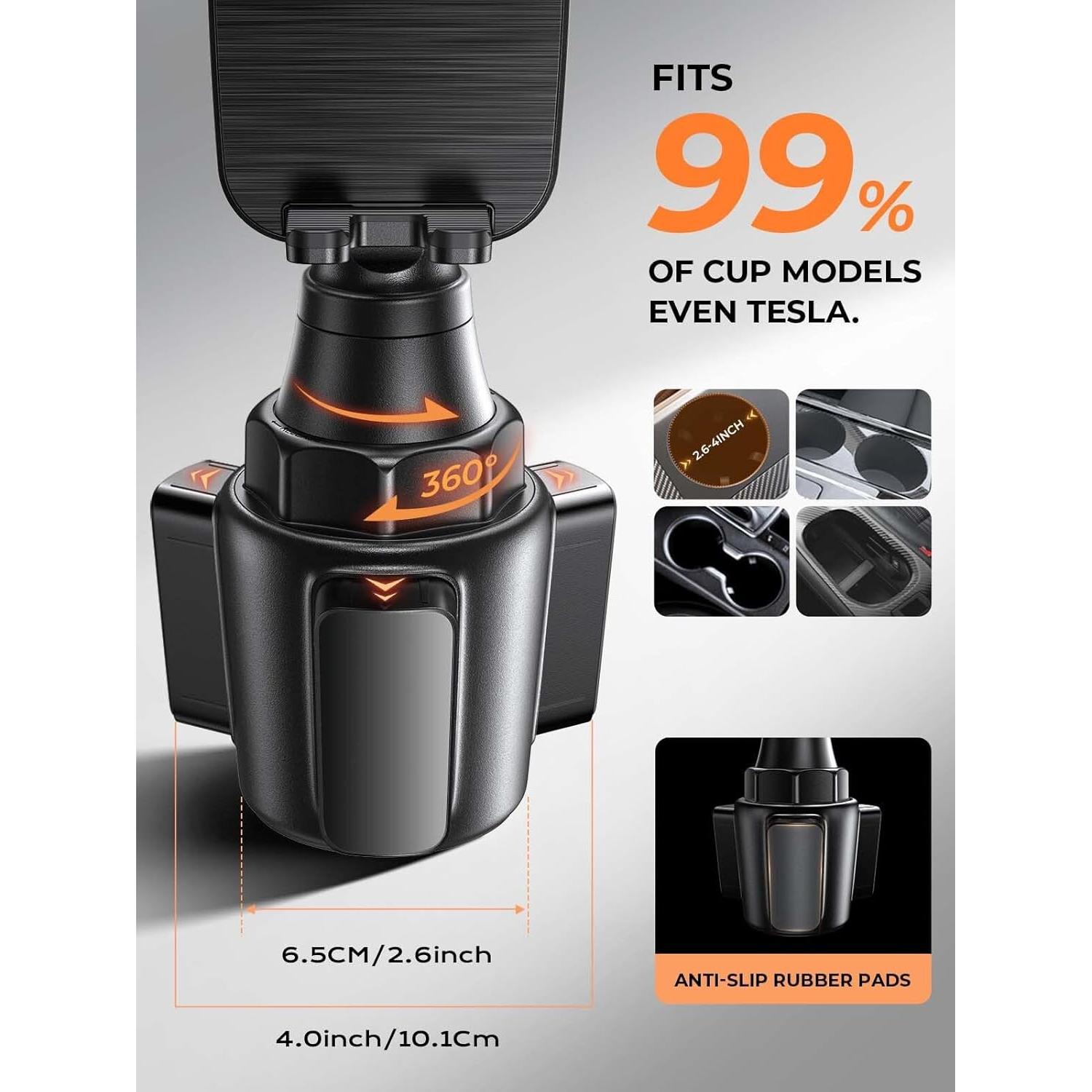 LISEN Upgraded Version Cup Holder Phone Holder 360° Adjustable Long Neck Car Phone Mount Golf Cart Phone Holder, Truck Jeep Accessories for iPhone 17 Air Pro Samsung Google and All 4-7'' Phone,Black