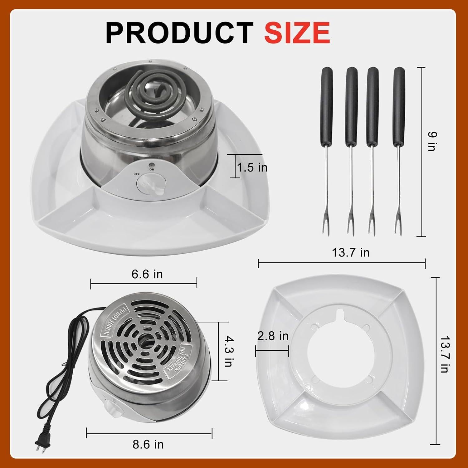 Kit de S'mores Eléctrico LANPRIL 345W Sin Llama 1.51kg