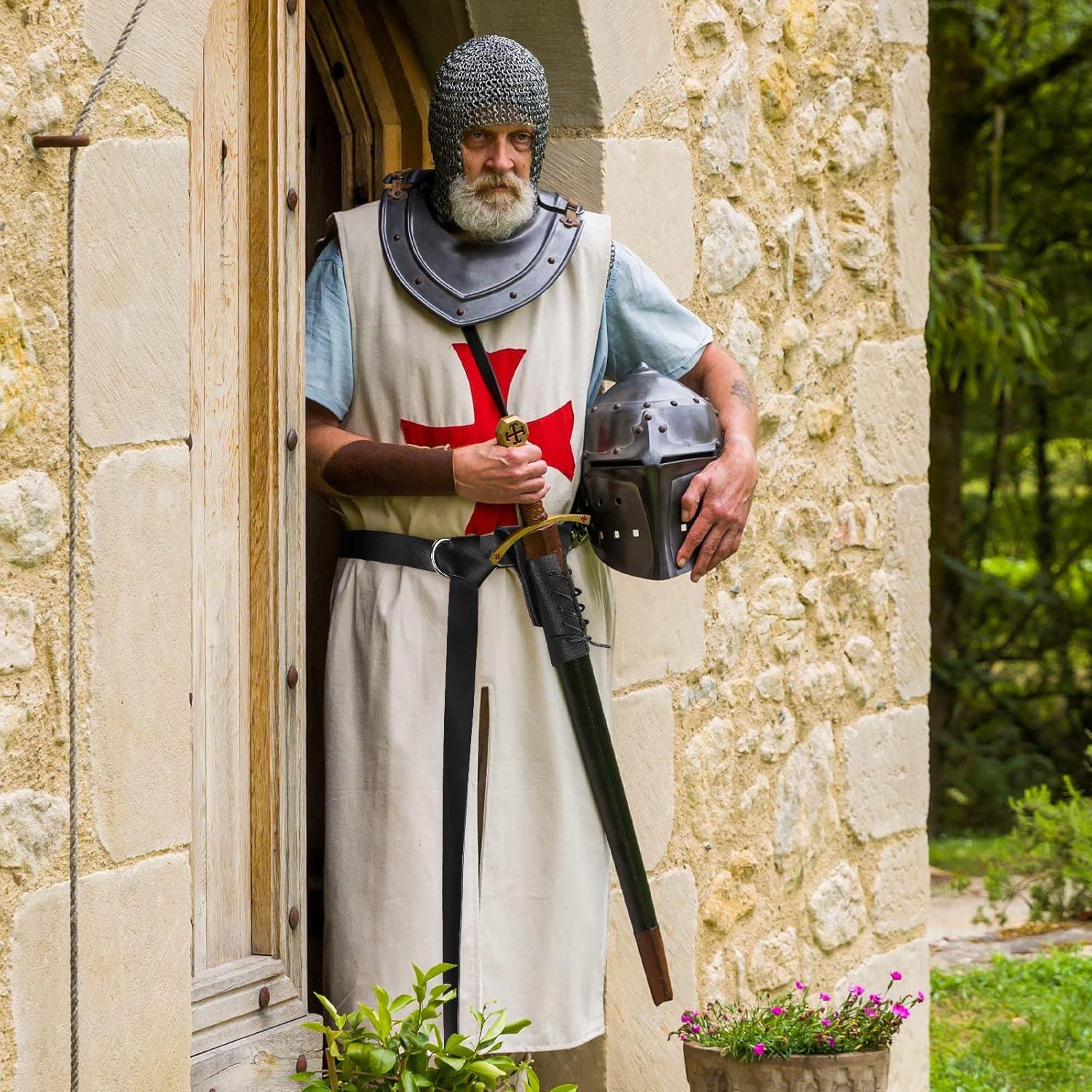 Soporte de Cinturón de Espada Medieval y Cinturón de Cuero