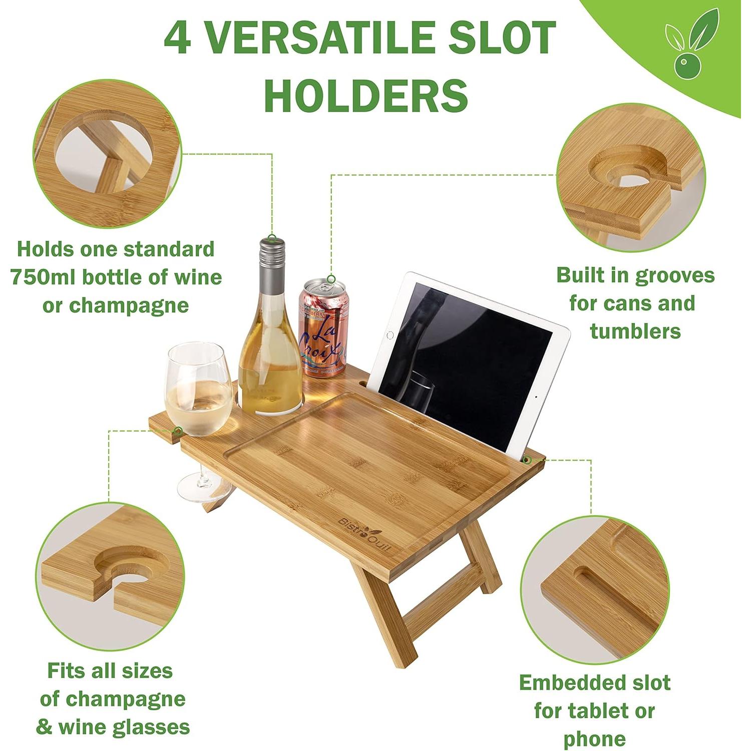 Mesa de Vino Portátil Bistro Oui! Plegable para Picnic